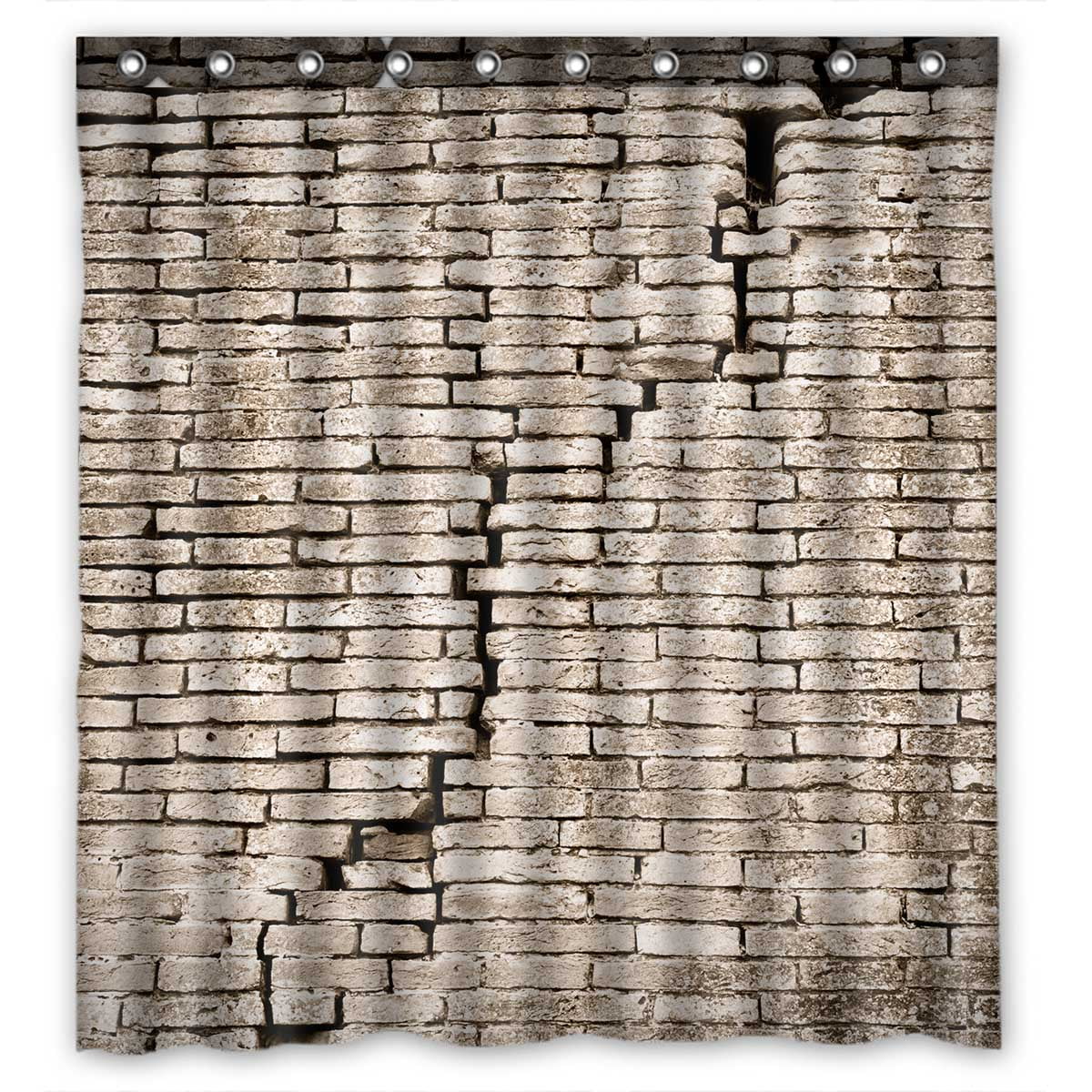 PKQWTM Cracked Brick Wall WaterProof Polyester Fabric Shower Curtain Size 66x72 Inches