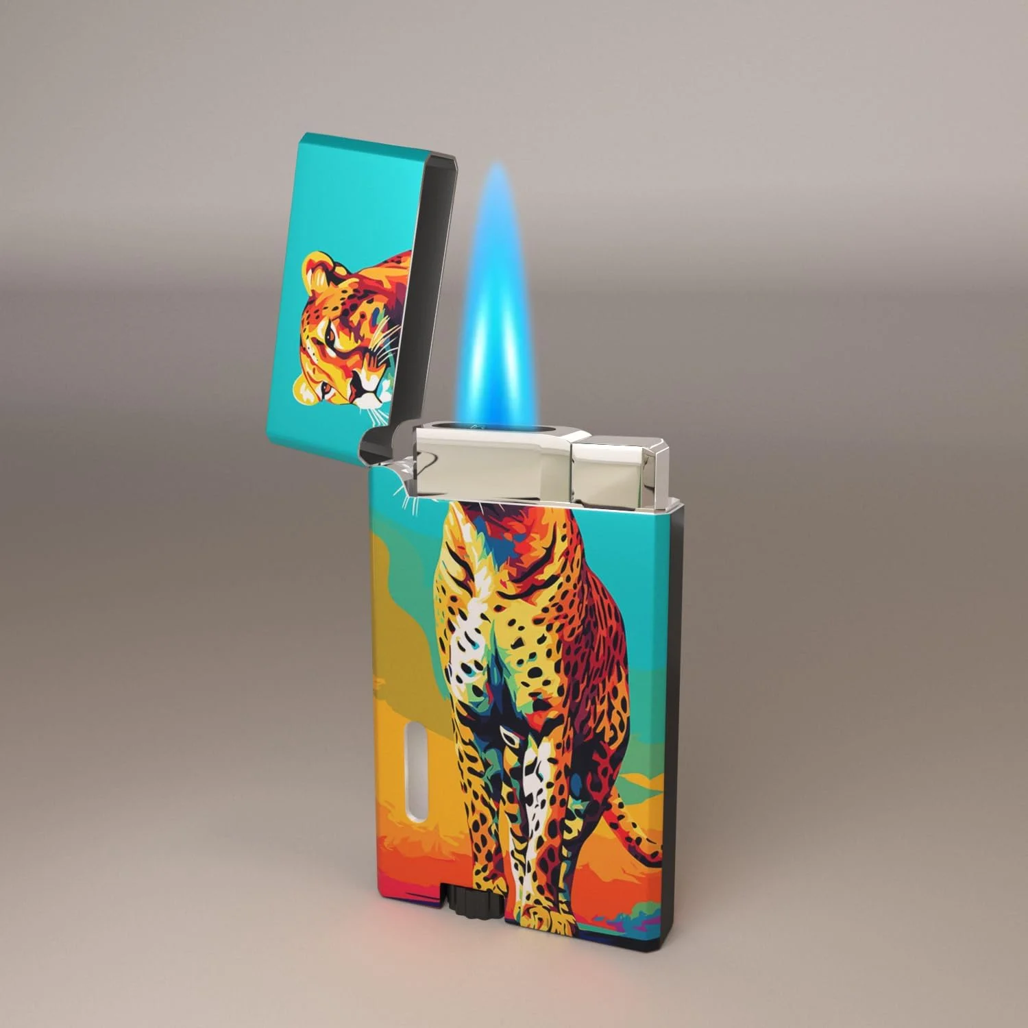 ZORMAN Abstract Leopard Metal Butane Torch Lighter,Jet Flame Cool Windproof Lighters,Jet Torch Adjustable,Refillable Butane Lighter,Kitchen BBQ Candles