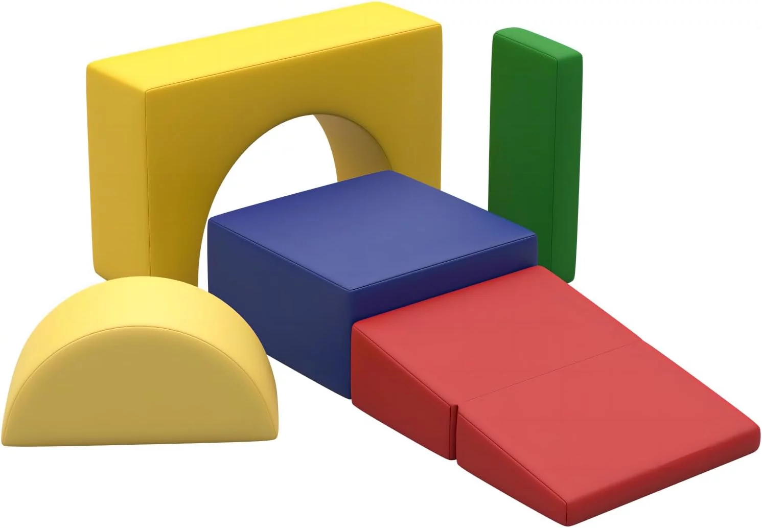 Odaof Foam Climbing Blocks for Toddlers 1-3, Soft Play Climbing for Toddlers, 5 Pieces Baby Climbing Blocks Indoor(Red/Yellow-5)