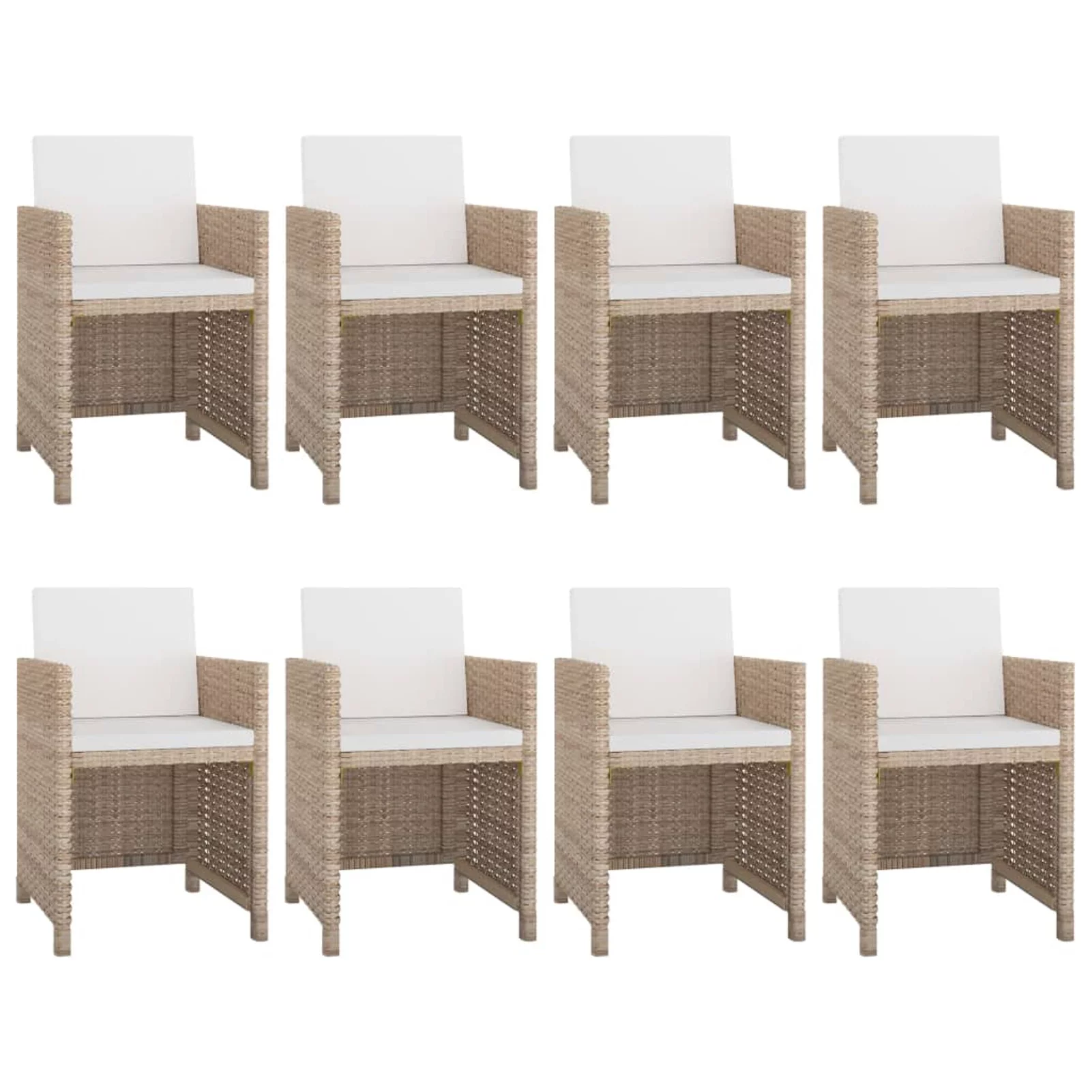 Suzicca 9 Piece Patio Dining Set with Cushions Poly Rattan Beige