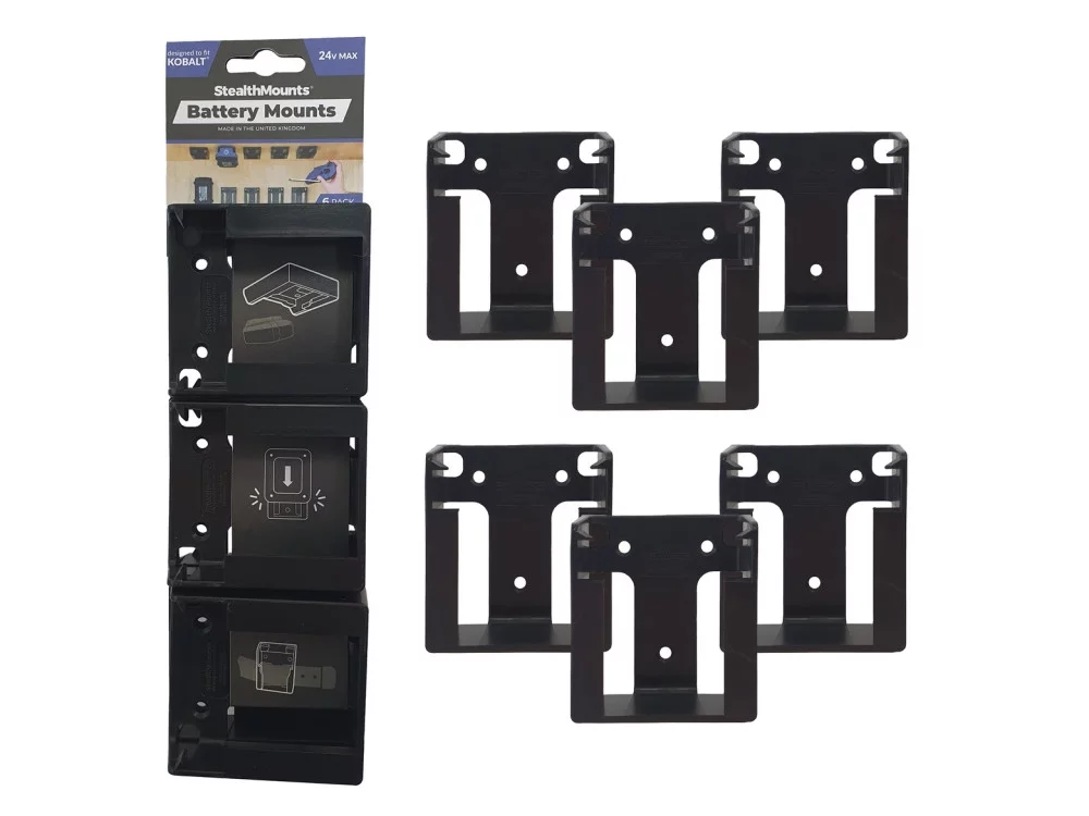 Stealthmounts Battery Mounts For Kobalt 24V 6Pk Black