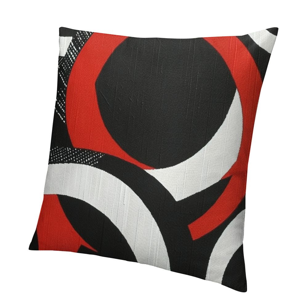 Ollo0ord Abstract Line Cushion Case Black Red and White Pillow Cover for Outdoors Chair Home Bed Sofa Couch Office Geometric Modern Rings Pattern Cushion Cover for Teens Adult Boys Girls, White