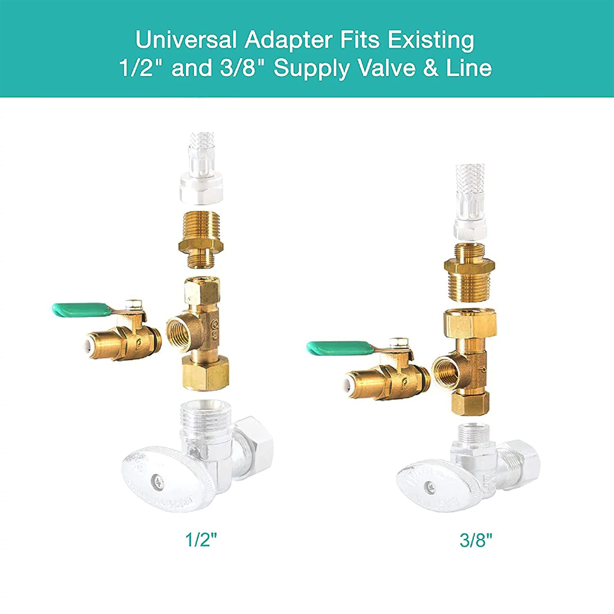 Metpure Heavy Duty EZ RO Reverse Osmosis RO Filtration Ice Maker Refrigerator Universal Feed Water Supply Adapter With 3/8