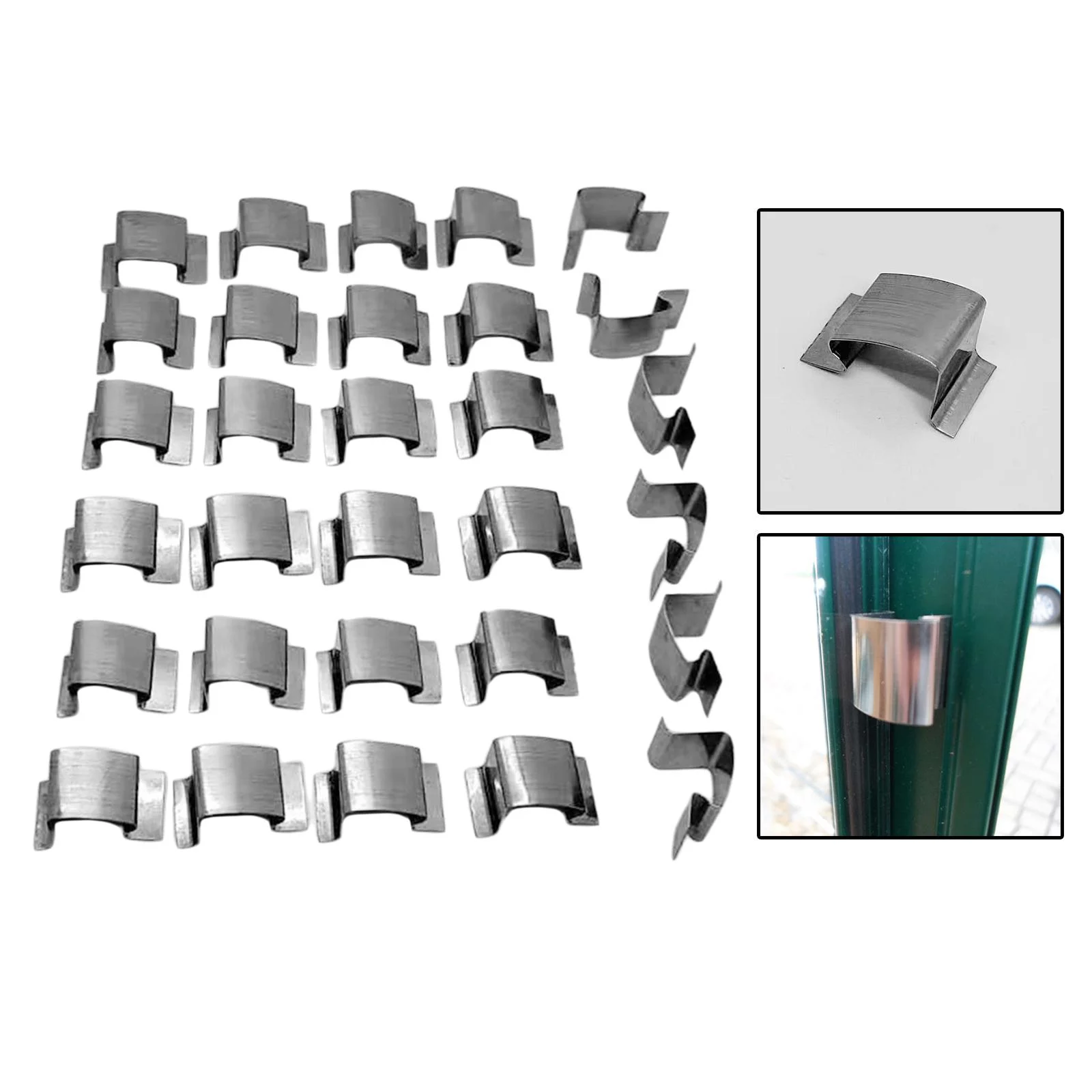 Stainless Steel Greenhouse Glass Pane Fixing Clips with Stainless G Clamp and 50 Pieces Aluminum Glass Overlapping Clamp - Stainless Steel