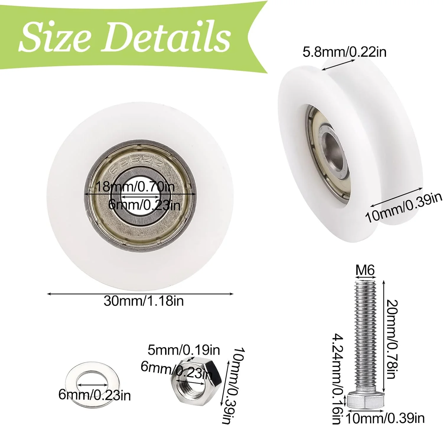 Greenhouse Door Wheel, 4Pcs Sliding Greenhouse Door Roller Kits Garden Sliding Door Rollers Plastic Sliding Door Runners Glass Roller Replacement Kit, 30mm Diameter