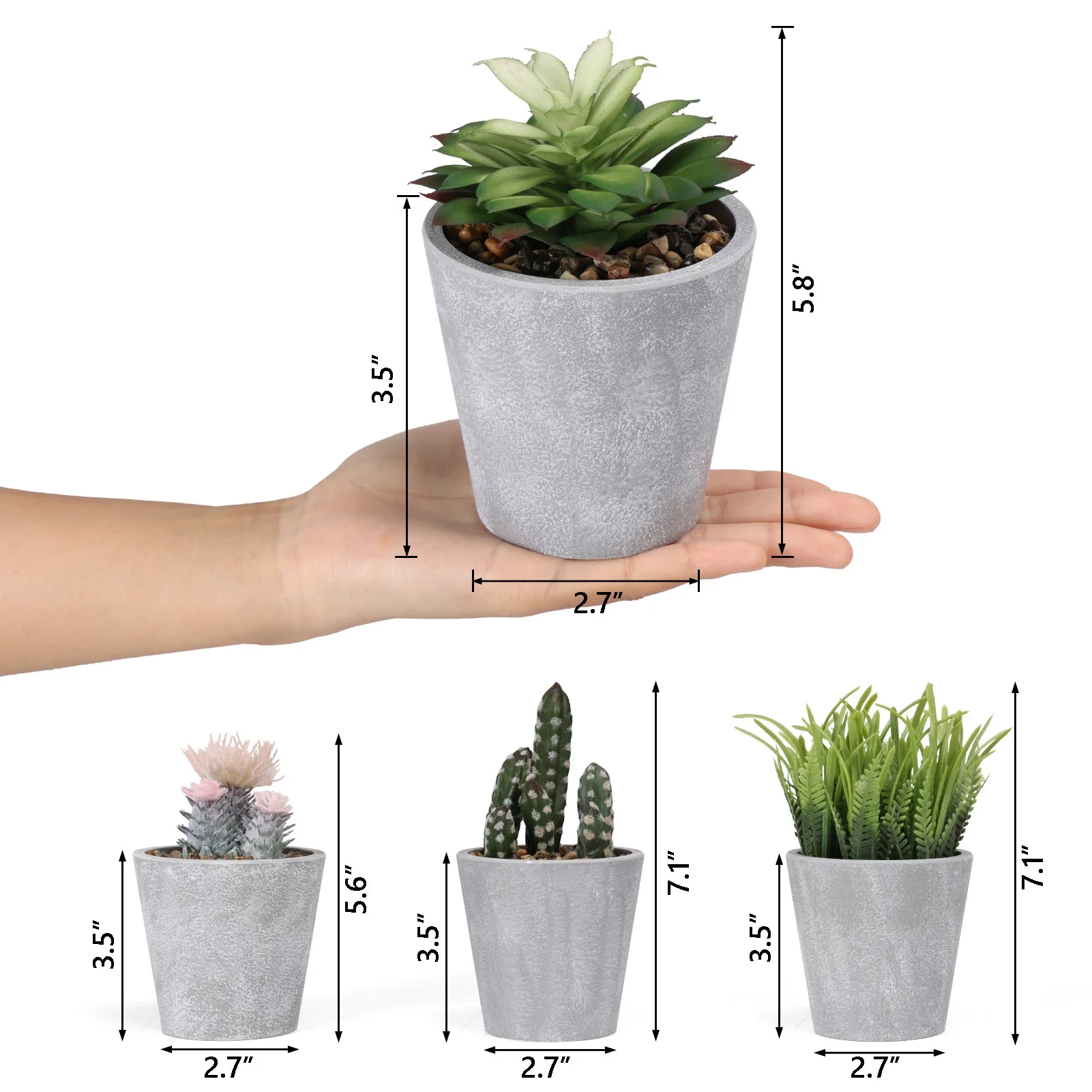 4PCS Artificial Plants in Pots Set