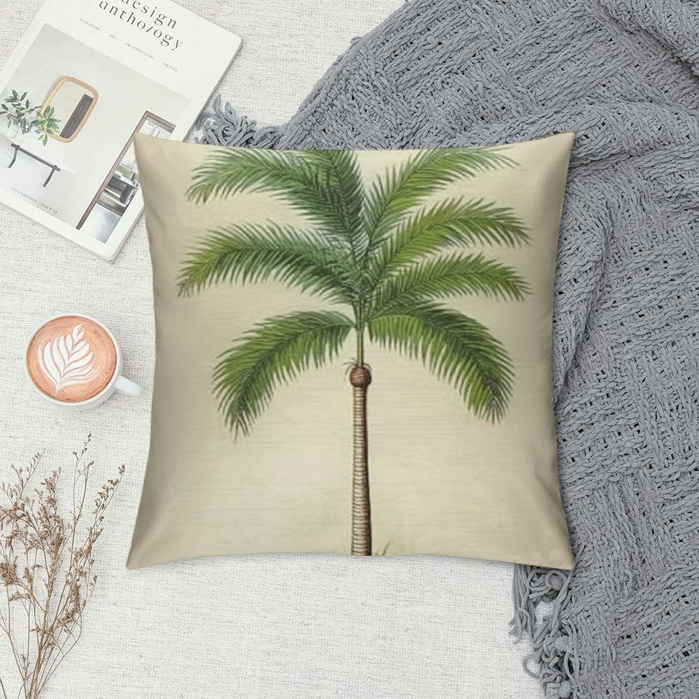JEUXUS  Tropical Paradise&nbsp;Plant Throw Pillow Case Coconut Palm Tree Decorative Burlap Cushion Covers Exotic Beach Style Home Office Decorations  Square  Pillow Protectors