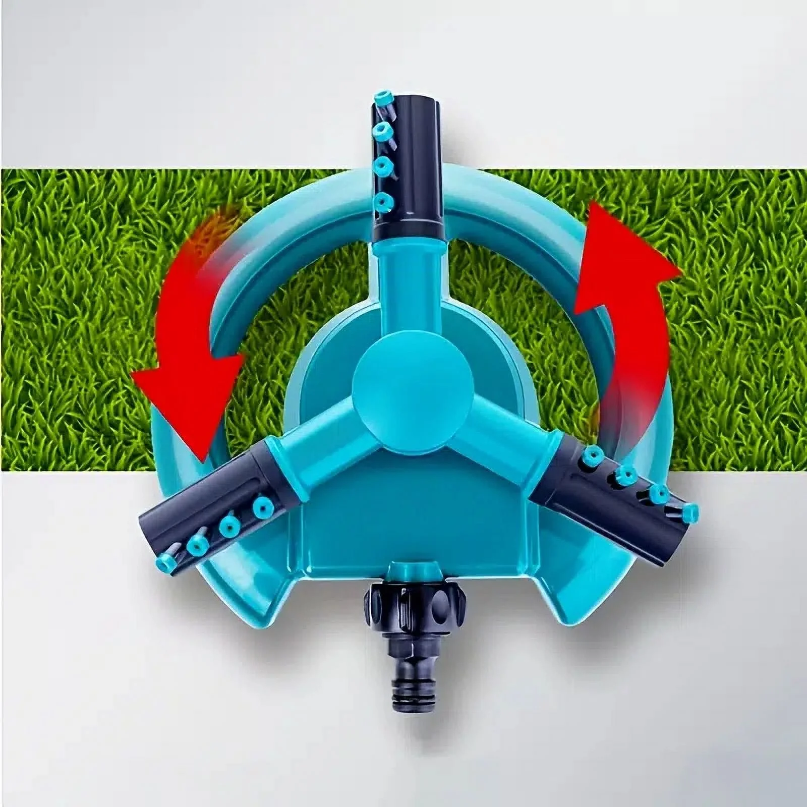 Lawn Sprinkler, Three Arms 360 Degrees Rotating Adjustable Garden Water Sprinkler Lawn Watering Irrigation Tool(Green)