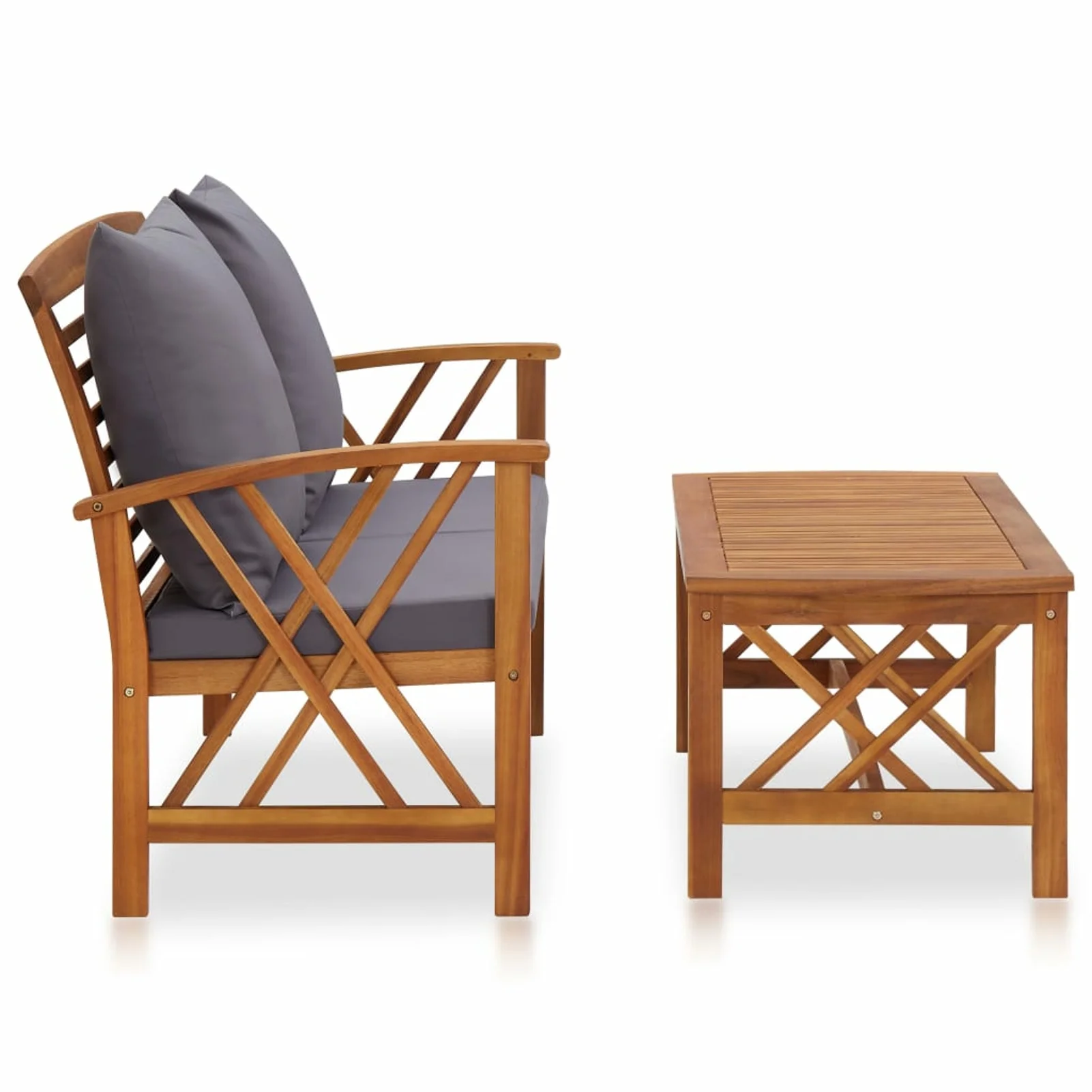 Walmeck 2 Piece Patio Set with Cushions Solid Acacia Wood