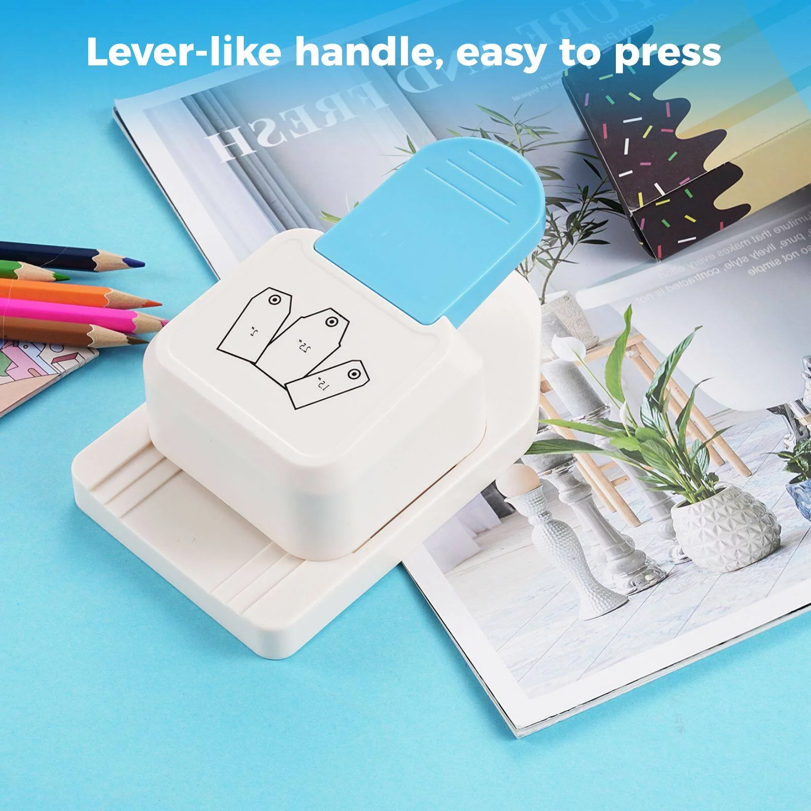 Craft Hole Punch, 3 in 1 Craft Tag Punch, Tag Shape Lever Action Craft Puncher, Small Hole Punch for Tags Paper Craft DIY Projects Card Making Scrapbooking,1.5/2/ 2.5 Inches