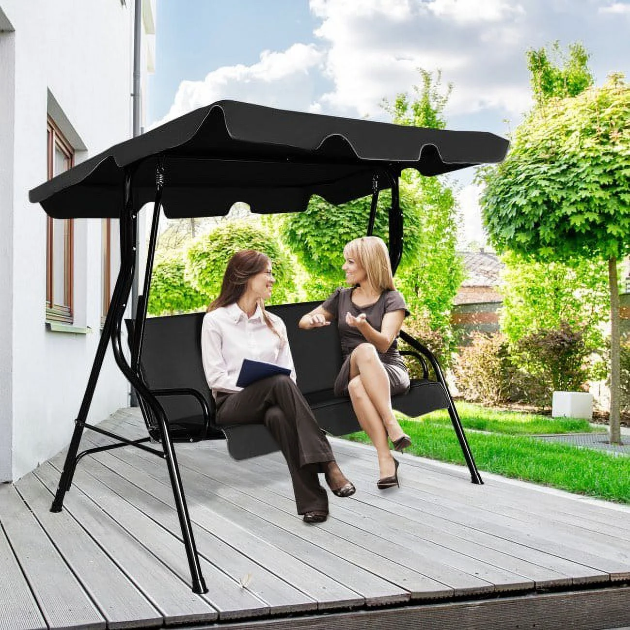 Outdoor Canopy Swing - 43.0 - Relax in style and comfort under the sun!