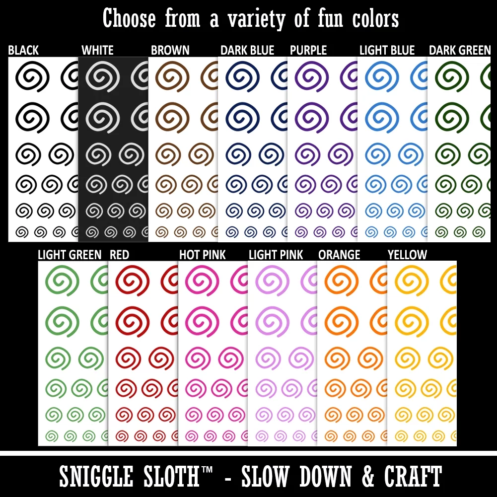 Spiral Doodle Water Resistant Temporary Tattoo Set Fake Body Art Collection - Black