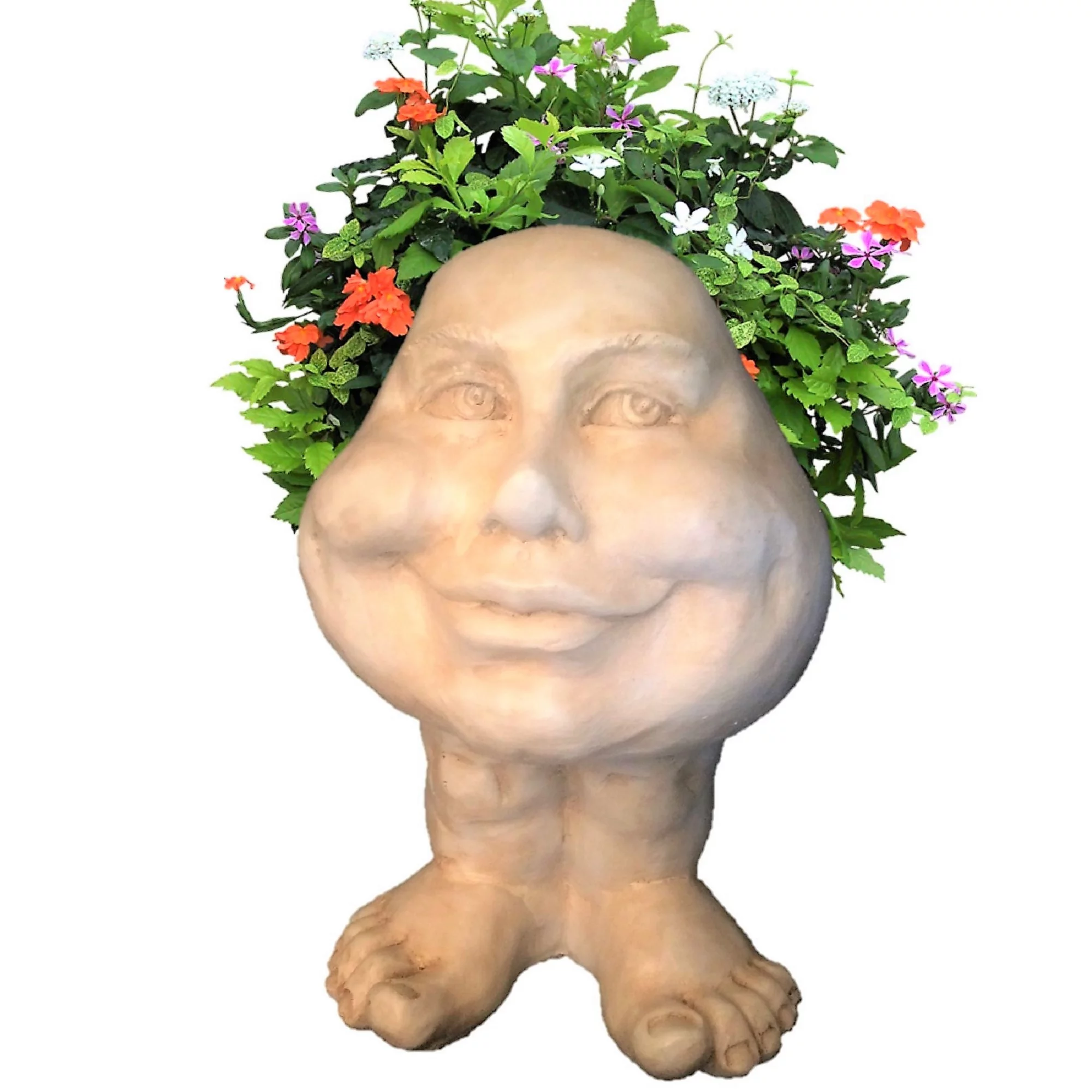Homestyles Antique White Daisy the Muggly Face Humorous Statue Planter Pot