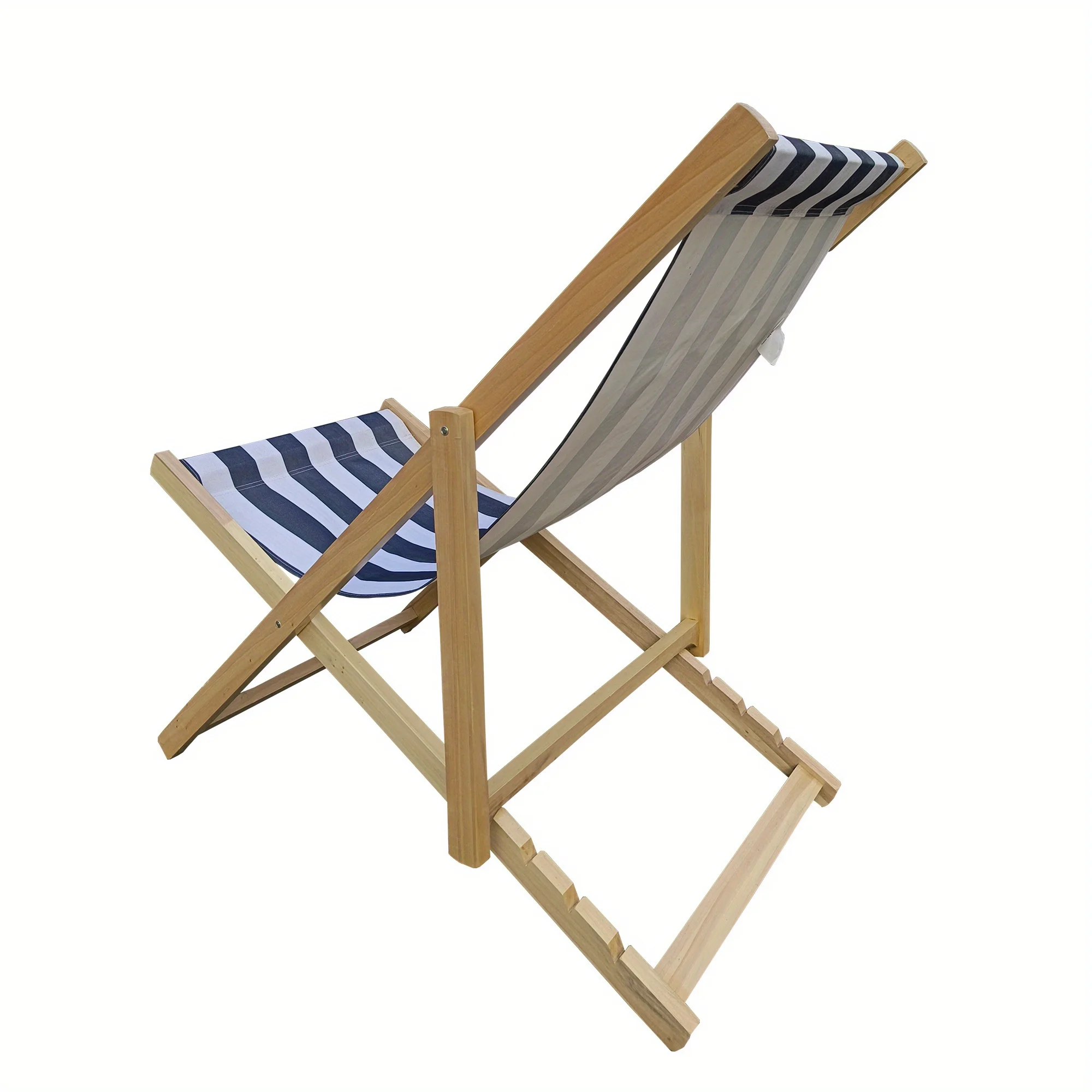 Zateety Populus wood sling chair blue Stripe Broad Dark blue Strip