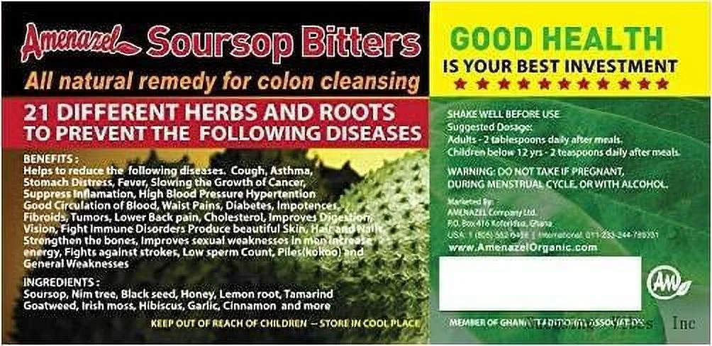 Amenazel Soursop Bitters, Liquid, 16oz