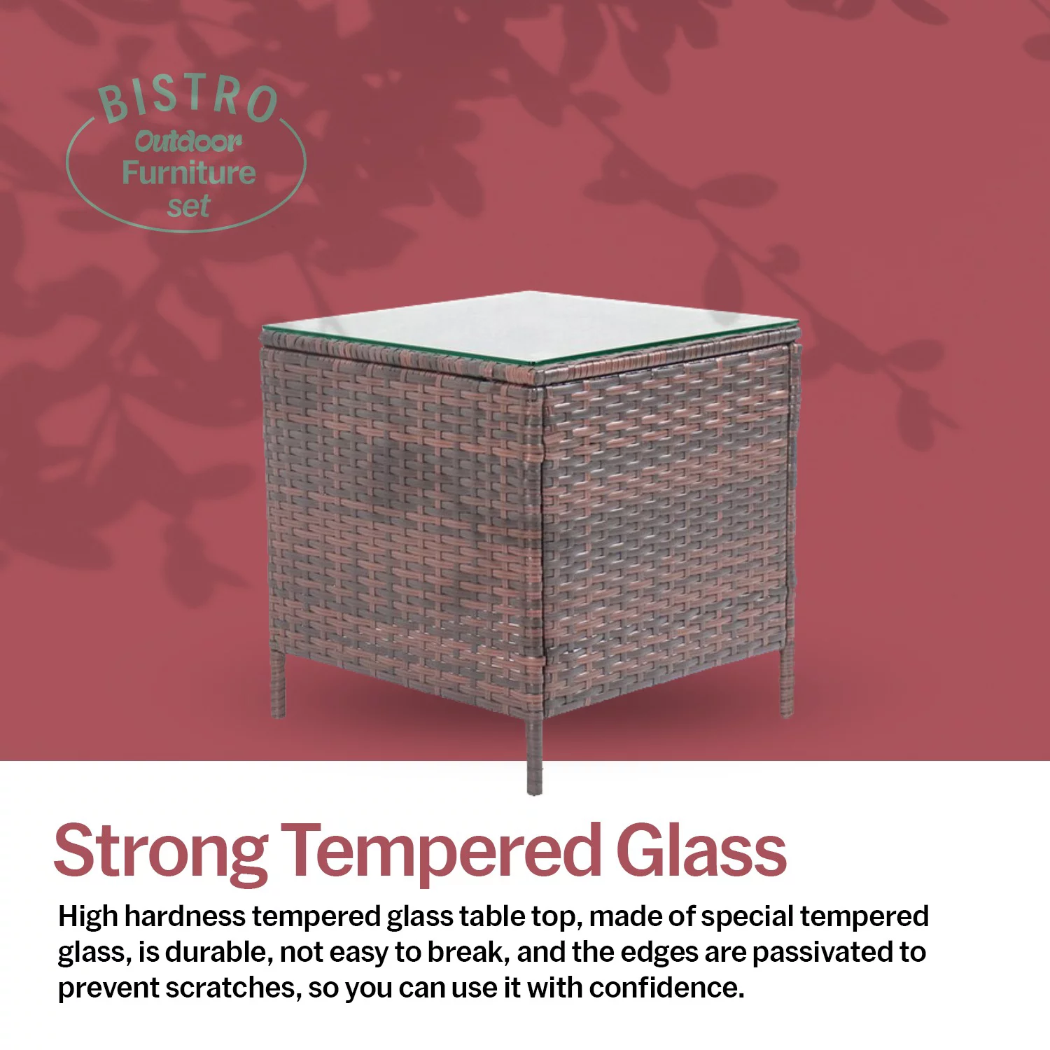 Eval 3 Piece Modern Design Rattan Furniture Set - 2 Durable & Cozy Chairs With a Foldable Coffee Table - Grey