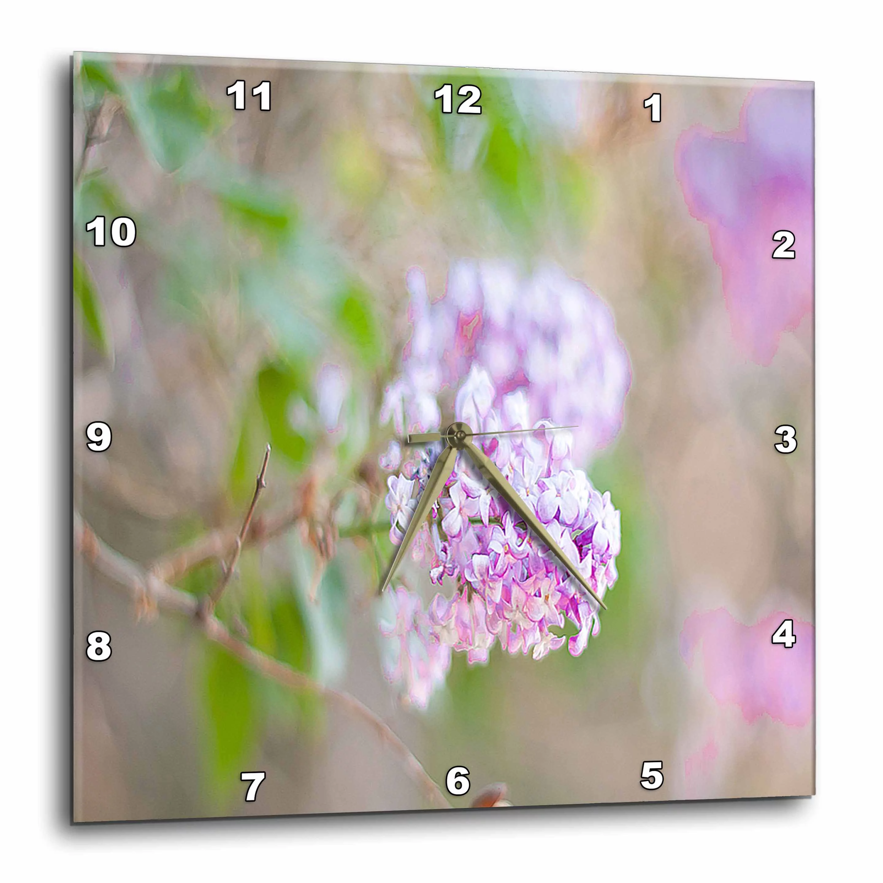 3dRose A Bush In Focus With The Background in Lilac and Green Out of Focus with Leaves and Flower Buds - Wall Clock, 10 by 10-inch