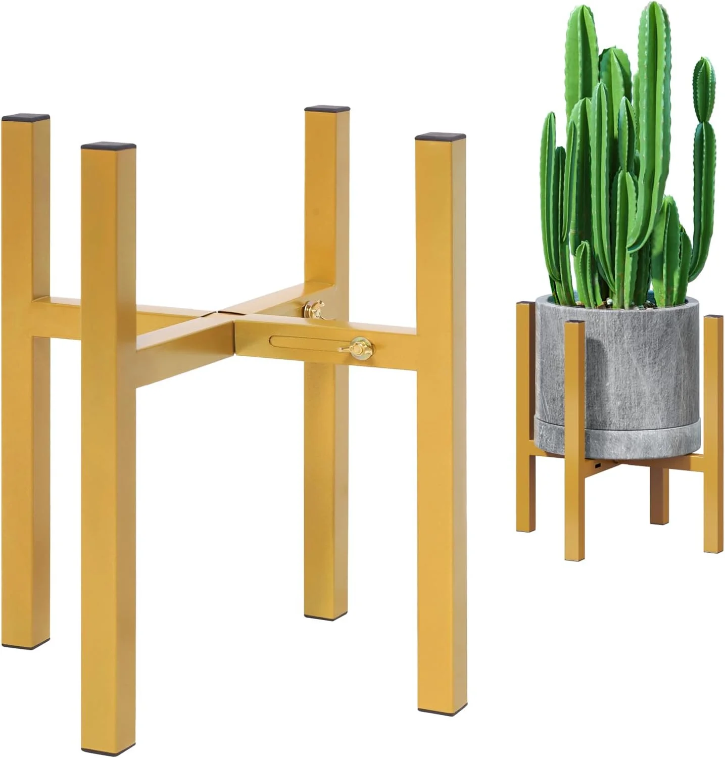 Metal Plant Stand Indoor outdoor, large size heavy duty Adjustable Plant Stands for 12 to 16 Inches Pots, Mid Century Modern flower pots Holder Planter stand (gold )