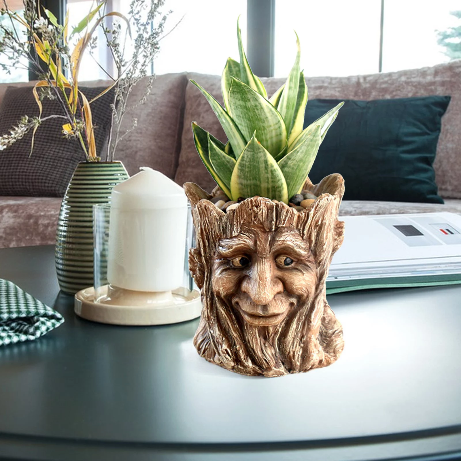 Bnnlsa Flower Pots Resin Archaize Flowerpot Archaize Old Man'S Head Container Creative Tree Man Flowerpot Plant Container