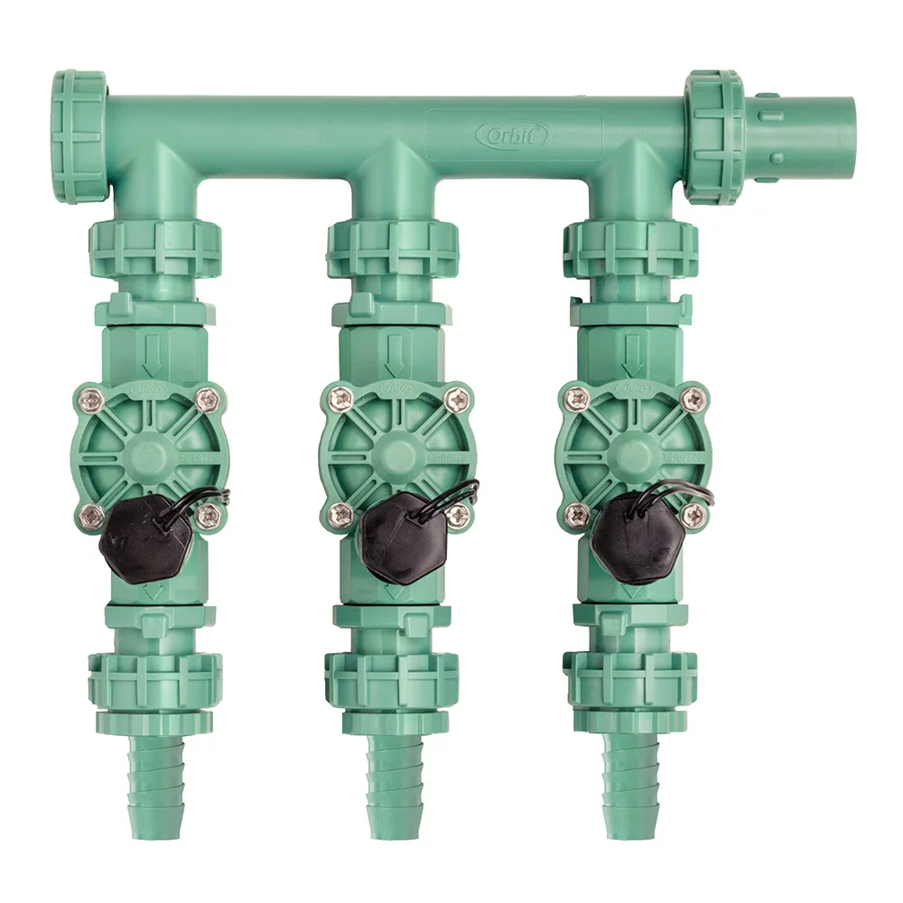 Orbit Pre-Assembled 3 Valve Irrigation Manifold System - Sprinkler Valves, 91207