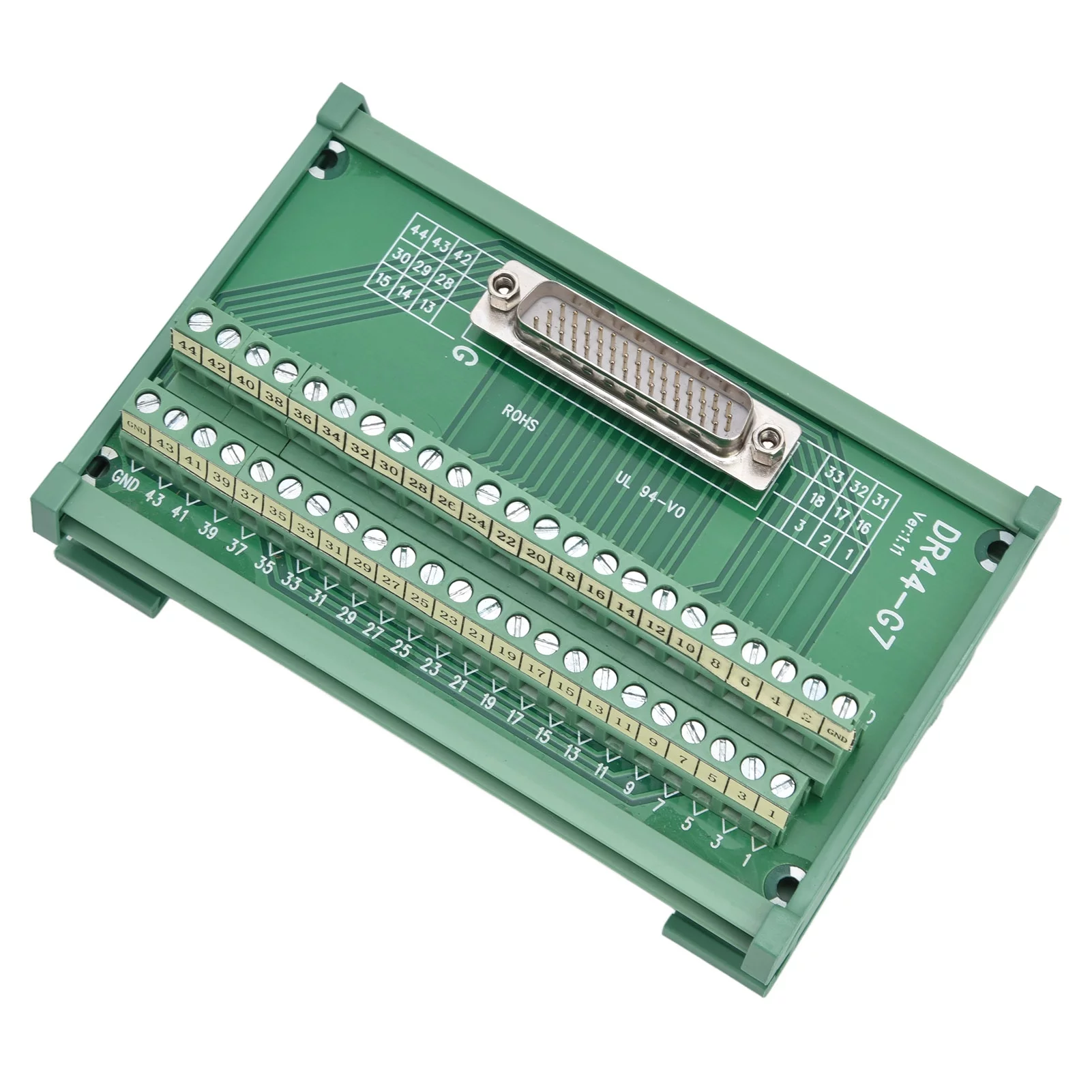 DR44‑G7 Transfer Terminal Block Male Terminal PCB Module Male Terminal Board DC 60V Terminal Block Distribution Module,Barrier Terminal Block Distribution Module