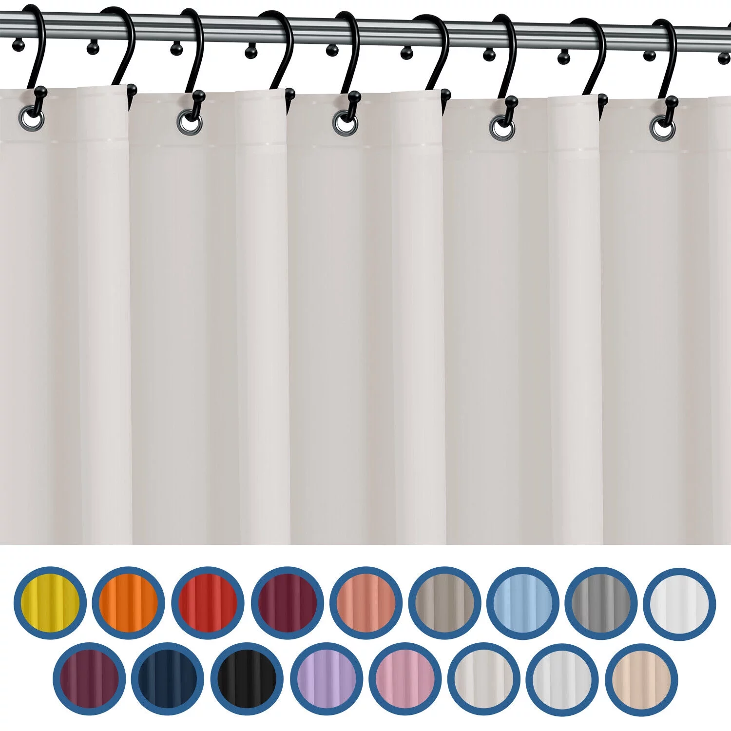 HEAVY DUTY MILDEW FREE VINYL WATERPROOF SHOWER CURTAIN LINER WITH MAGNETS