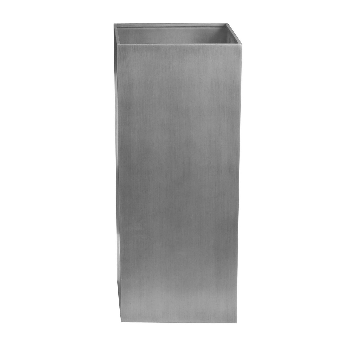 Benjara Jo 32 Inch Tall Flower Pot Planter, Hidden Indented Box, Gray Brushed Metal