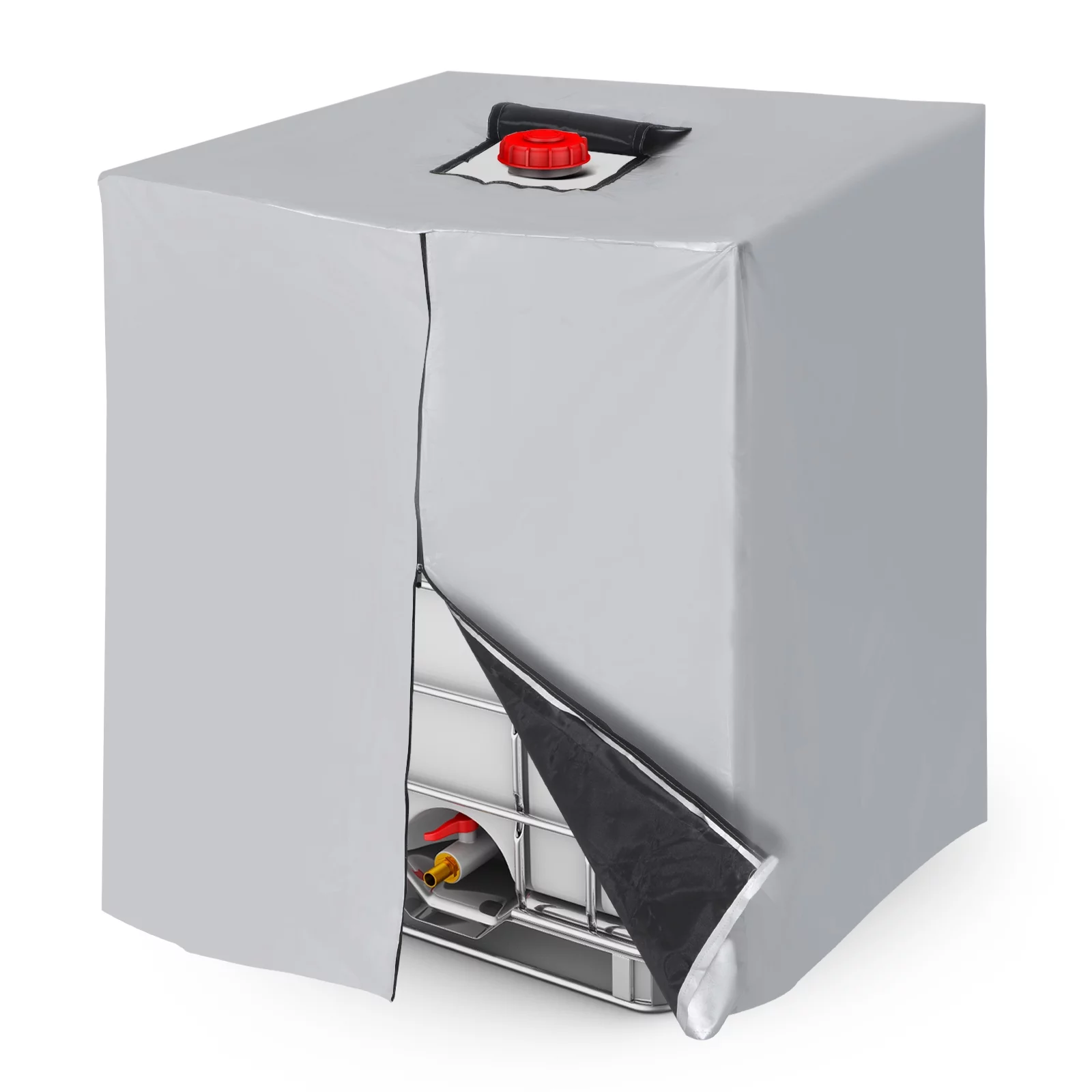 Uxcell IBC Tote Cover 275 Gallon 1000L 420D Fabric Waterproof Tank Protective Cover with Zipper for Garden, Silver