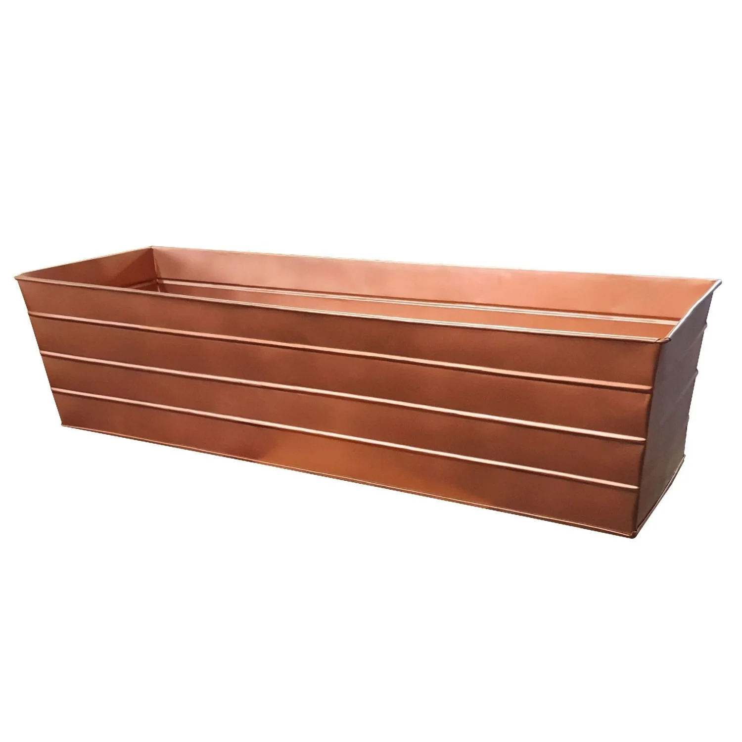 LEIYEHOOM Rectangular Metal Flower Planter Box with Embossed Line Design Large Copper