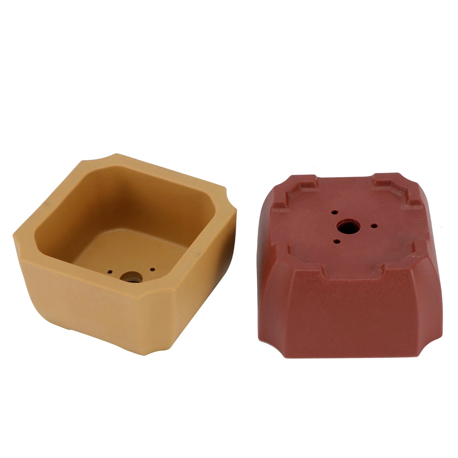 Eddwiin Flower Pot - 2pcs/set Mini Square PU Flower Pot Super Fall Resistant Simulation Red Stoneware Plant Pot