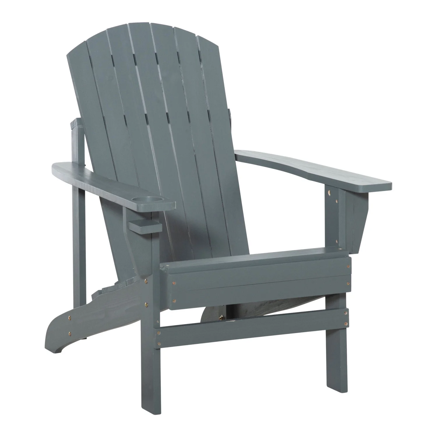 GUIOIHDC Wooden Adirondack Chair  Outdoor Patio Lawn Chair with Cup Holder  Weather Resistant Lawn   Classic Lounge for Deck  Garden  Backyard  Fire Pit  Dark Gray