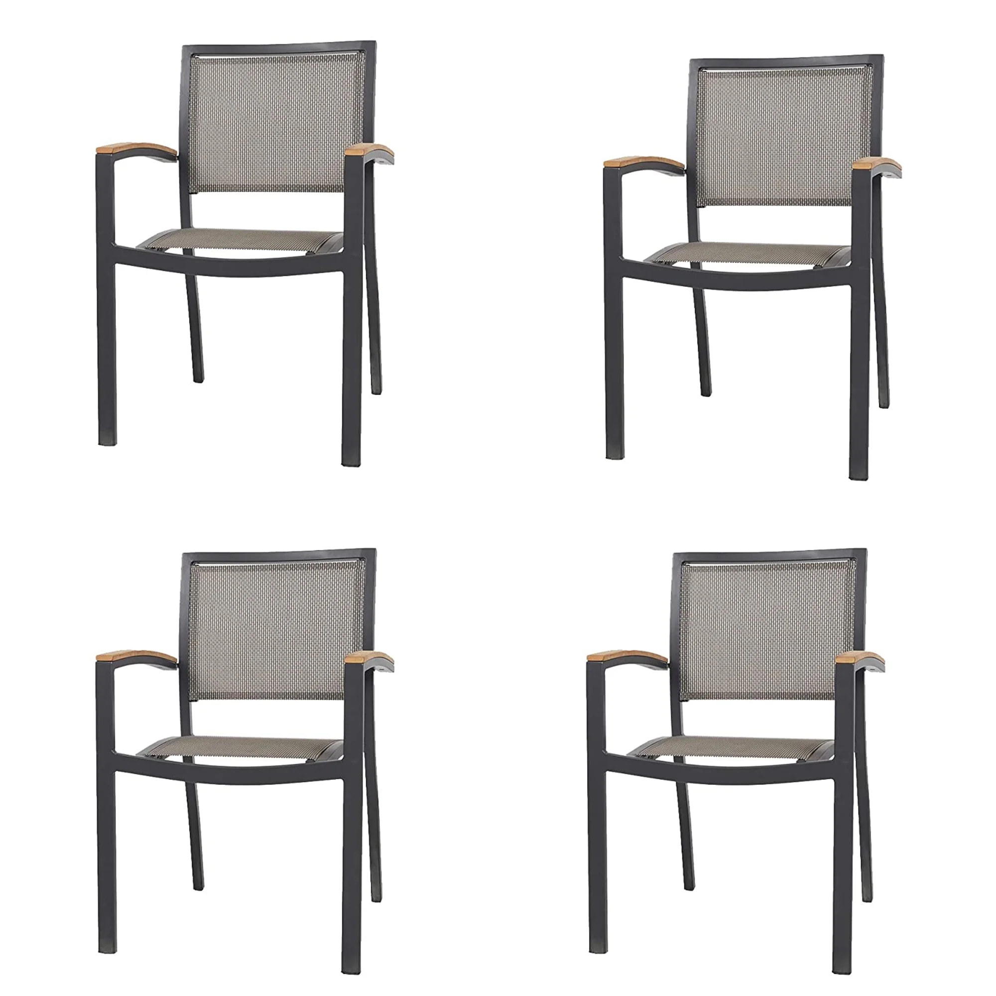 KARMAS PRODUCT Set of 4 Stacking Metal Patio Dining Kitchen Chair - Heavy Duty Frame and Comfortable Mesh Seat Metal Armchair for Commercial Restaurant Use
