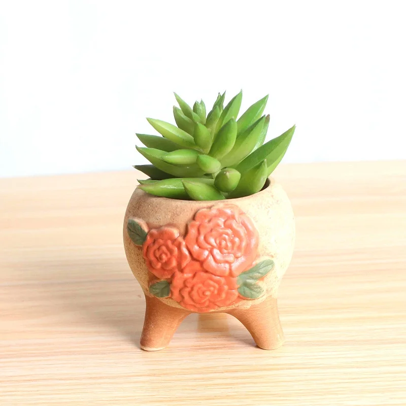 Hand-Painted Ceramic Succulent Planter - Small Succulent Plant Pot Thumb Pot