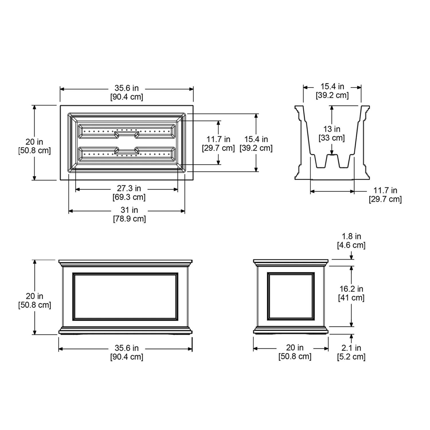 HomeStock Planter 20X36 - White