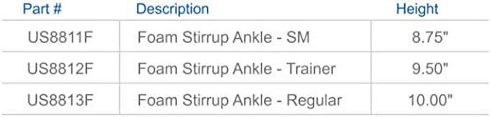 United Ortho US8812F Foam Stirrup Ankle Brace, Medium, Black