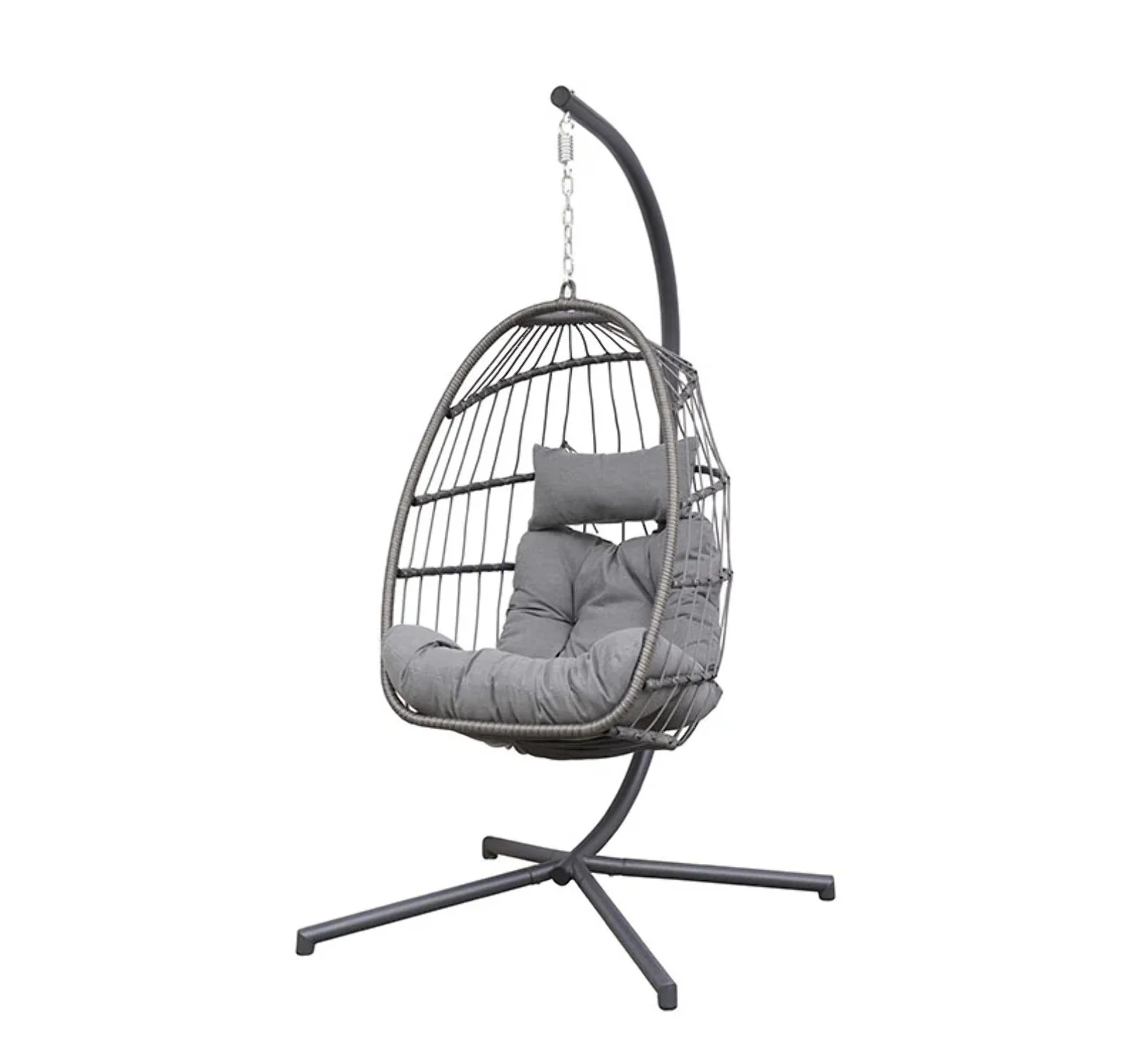 Eden Grace Rope Folding Hanging Egg Chair with Seat  Head Cushions - Stylish Outdoor Seating for Ultimate Relaxation