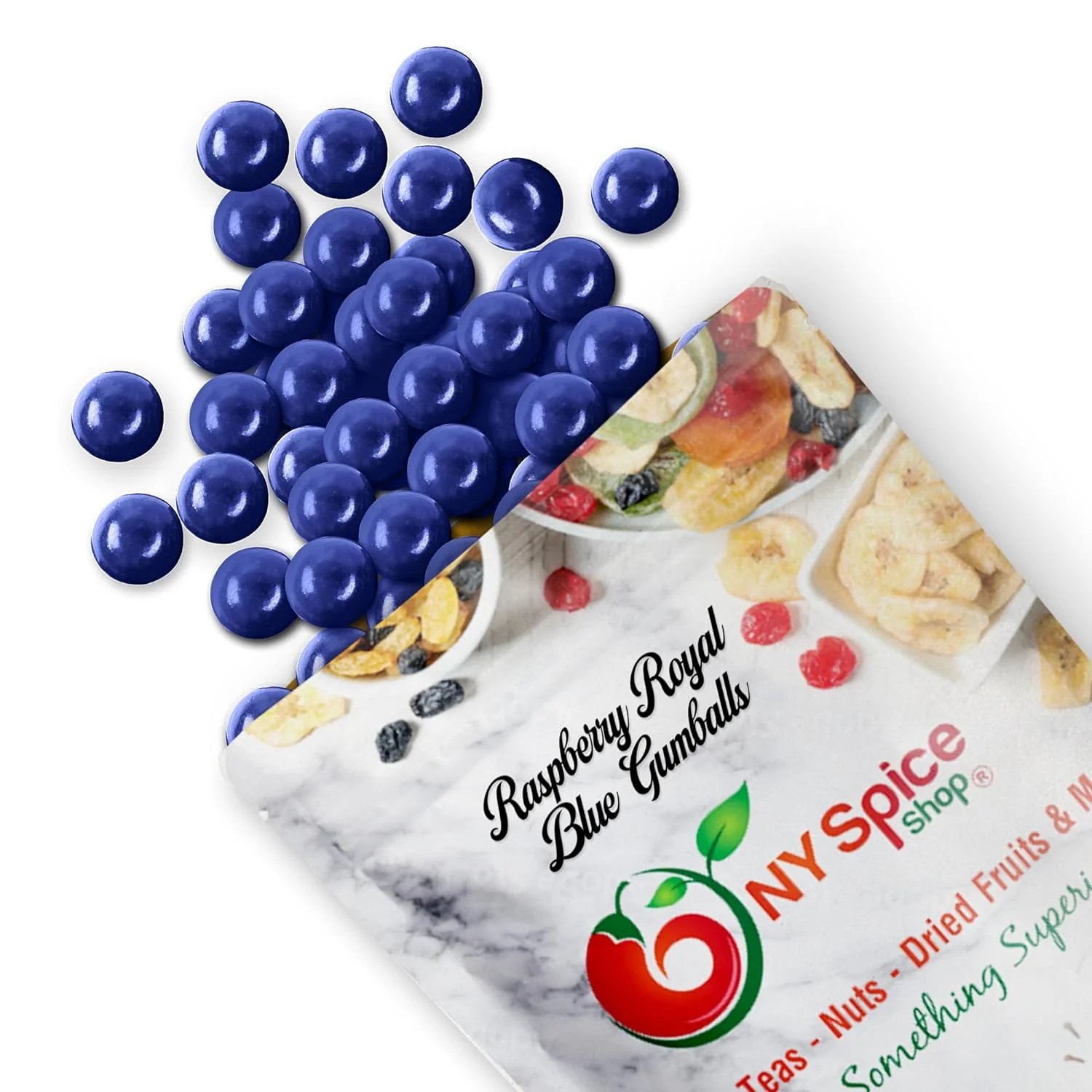 NY SPICE SHOP Royal Blue Gumballs - 08 Ounce - Raspberry Flavor