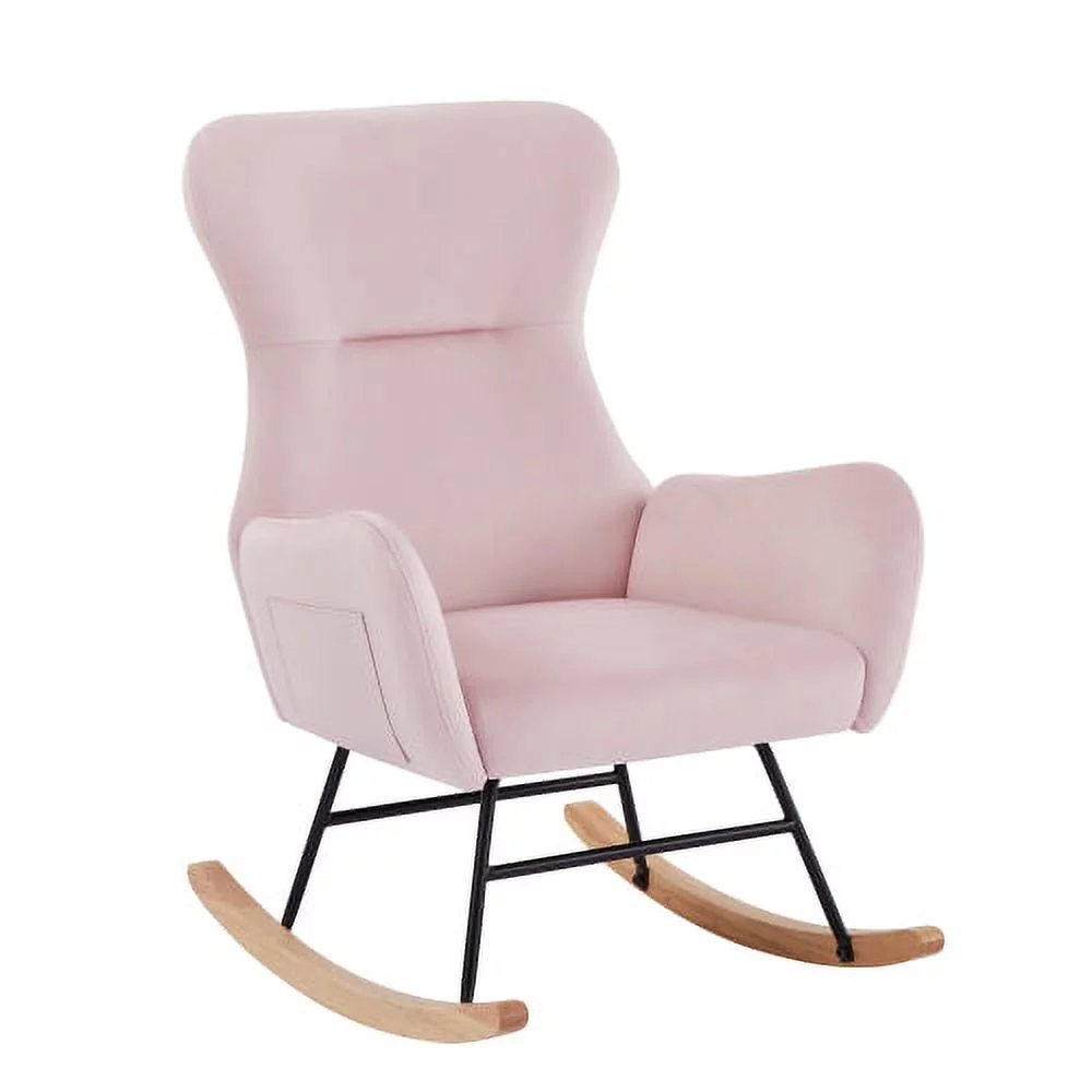 ZJbiubiuHome Pink velvet rocking chair