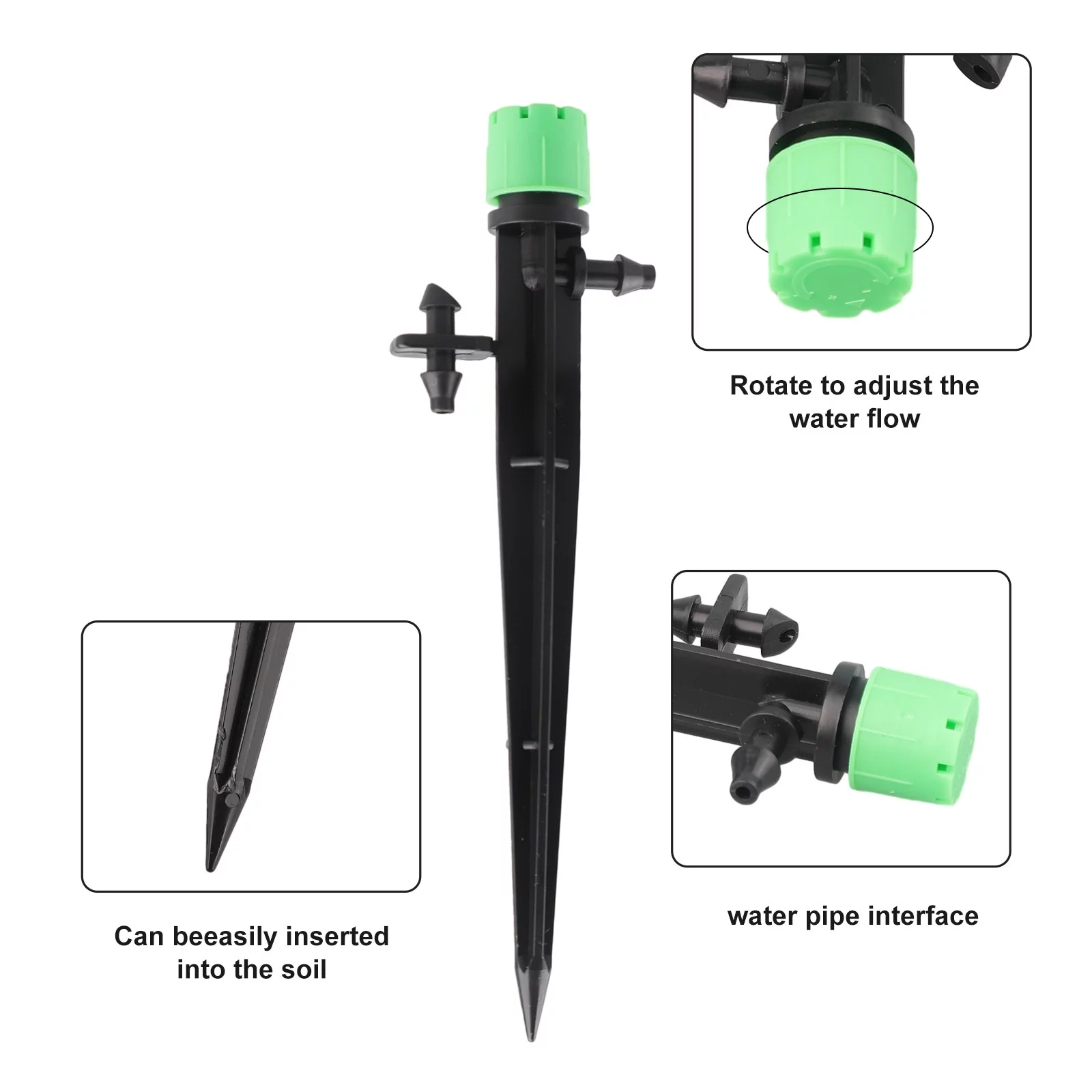 50 pcs/set Micro Bubbler Drip Irrigation Adjustable Emitter Stake Water Dripper