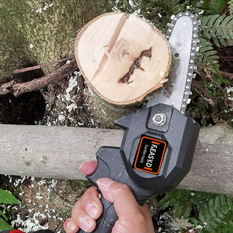 4-Inch Cordless Electric Protable Chainsaw One-Hand, Pruning Shears Chainsaw for Tree Branch Wood Cutting, Black