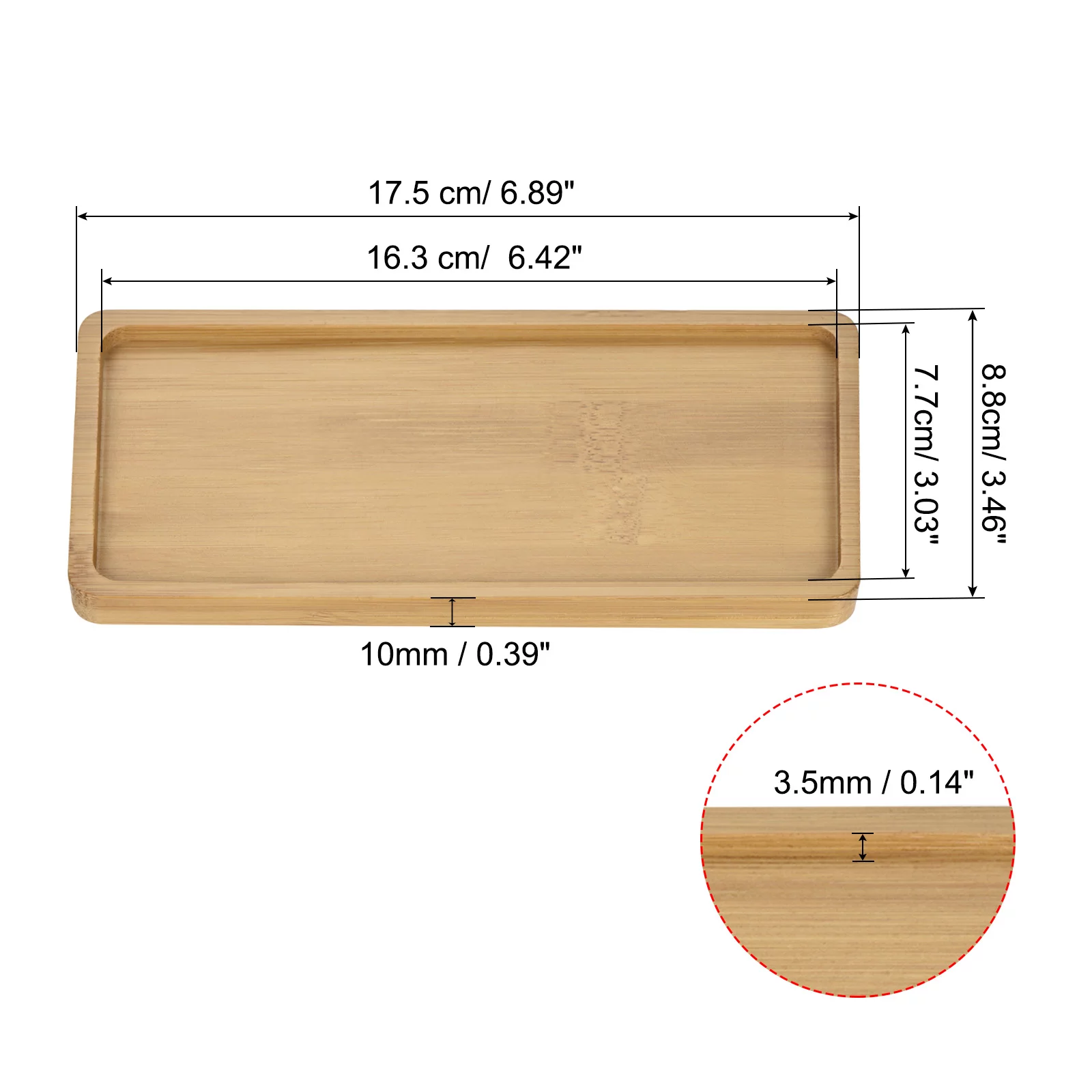 Unique Bargains 17.5x8.8cm Rectangular Bamboo Plant Flowerpot Drip Tray, 3 Pack