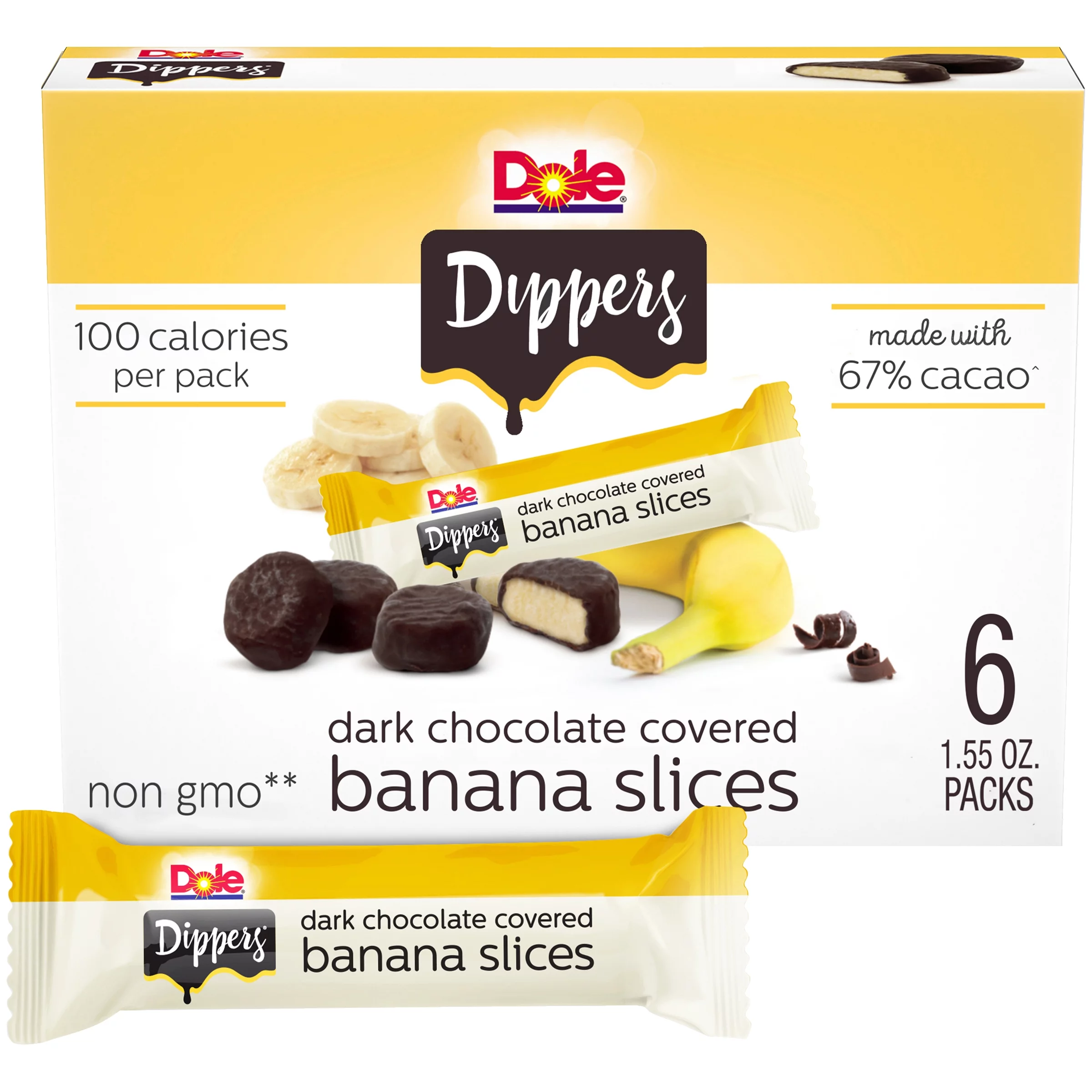 (6 Pack) Dole Dark Chocolate Frozen Banana Dippers, 1.55 oz