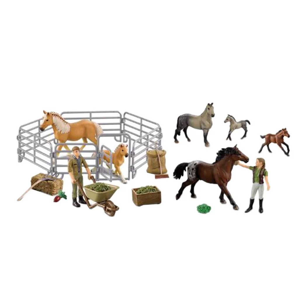 Large Farm Animals Figures With Fence And Farmer Figurines, Realistic Simulation Educational Playset Party Favors For Toddlers Kids