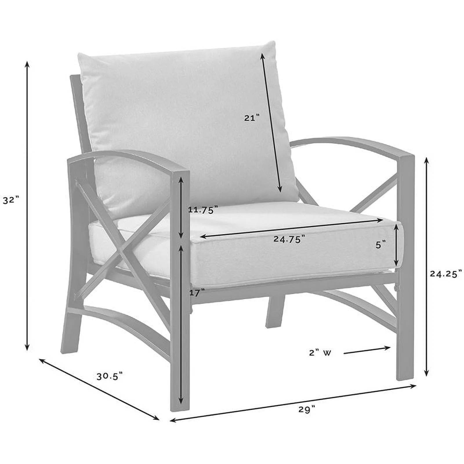 Afuera Living Taditional Patio Arm Chair in Gray and White