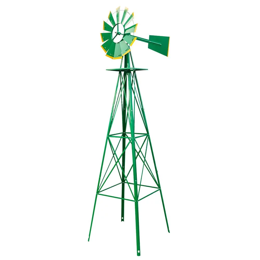 Zimtown 8FT Windmill Yard Garden Metal Ornamental Wind Mill Green