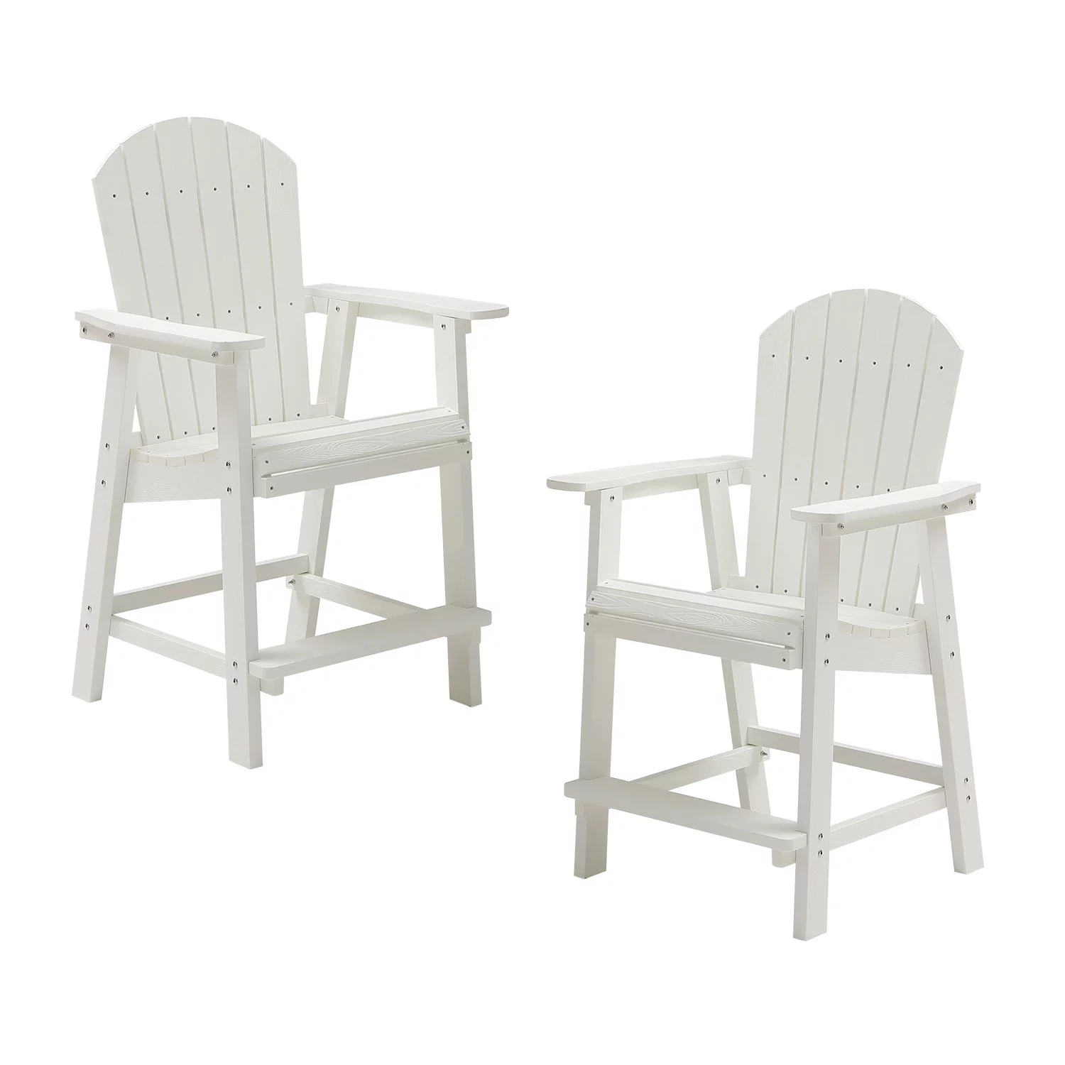 Dcenta HIPS Bar Chair with Armrest,Patio Bar Chair Set of 2, White