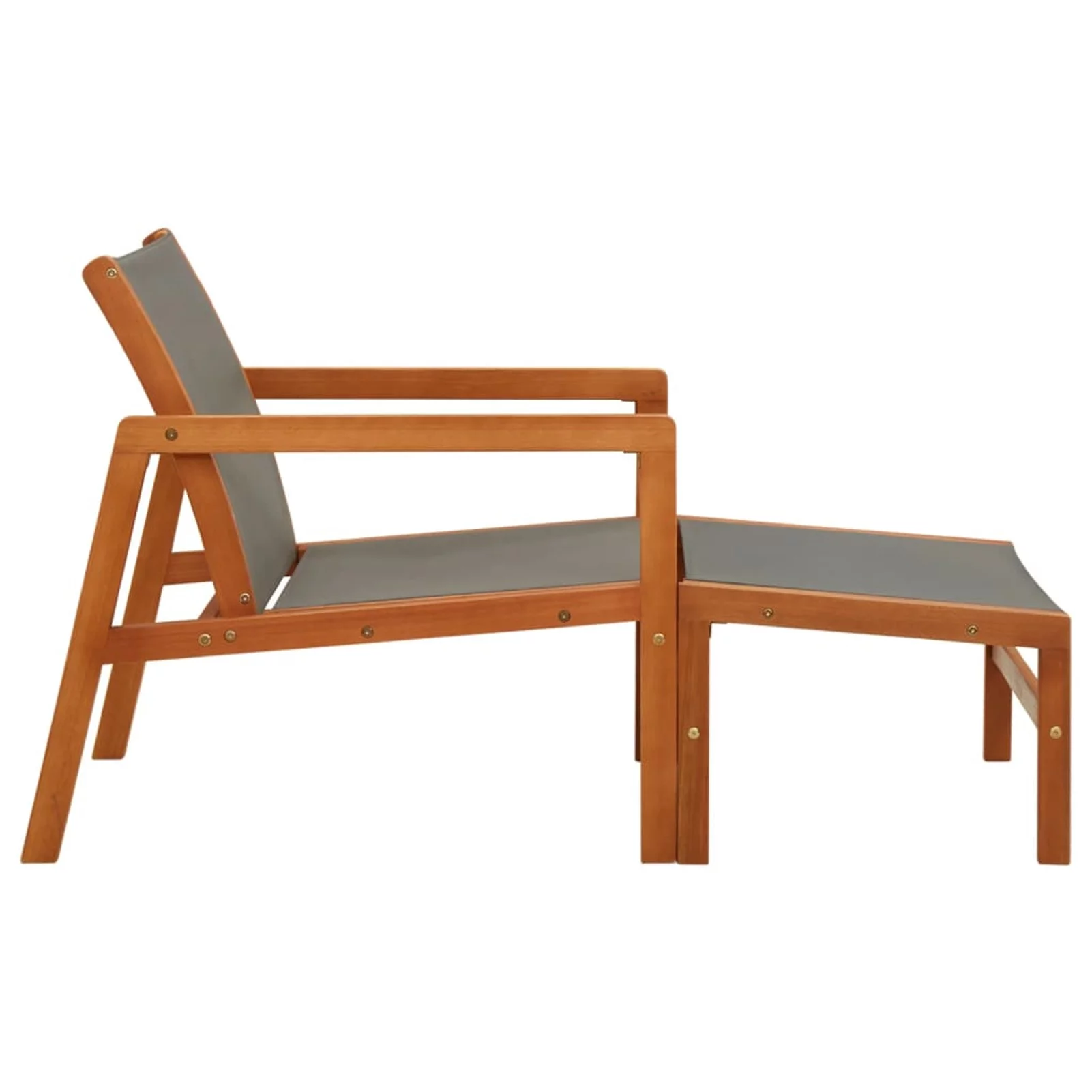 Suzicca Patio Chair with Footrest Solid Eucalyptus Wood&Textilene