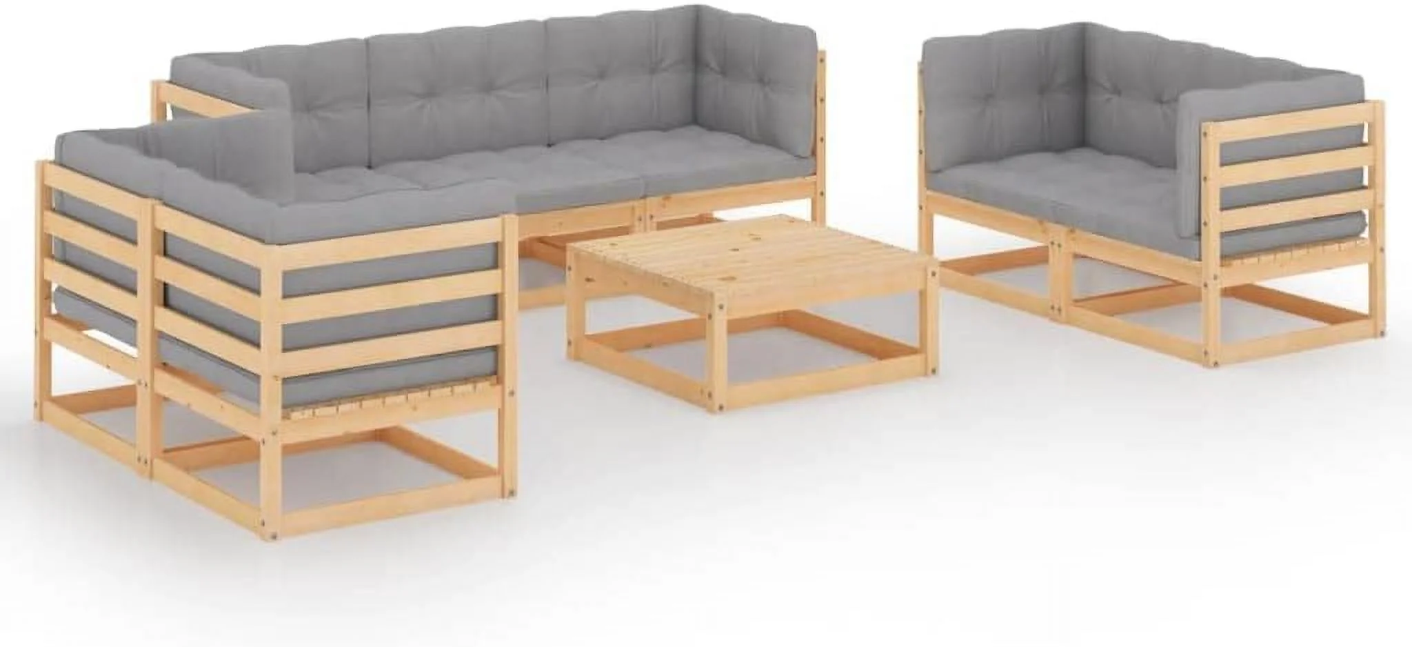 Garden Chairs  Park Chairs  Outdoor Chairs  Front Porch Outdoor Furniture for Parks  lawns  Yards 8 Piece Patio Lounge Set with Cushions Solid Pinewood