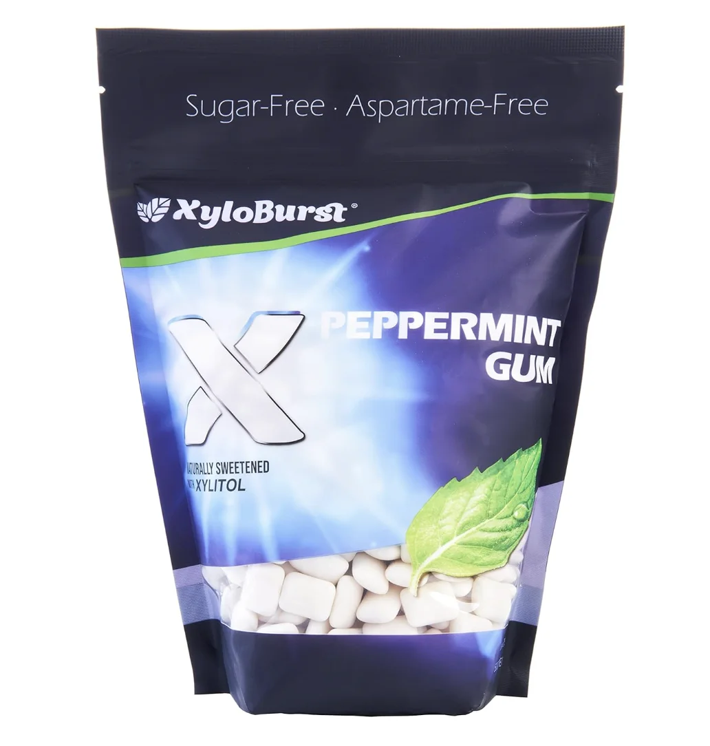 XyloBurst Peppermint Sugar-Free Gum - Natural Xylitol Chewing Gum - Bulk 500 Count Bag - Non GMO, Vegan, Aspartame Free, Keto Friendly