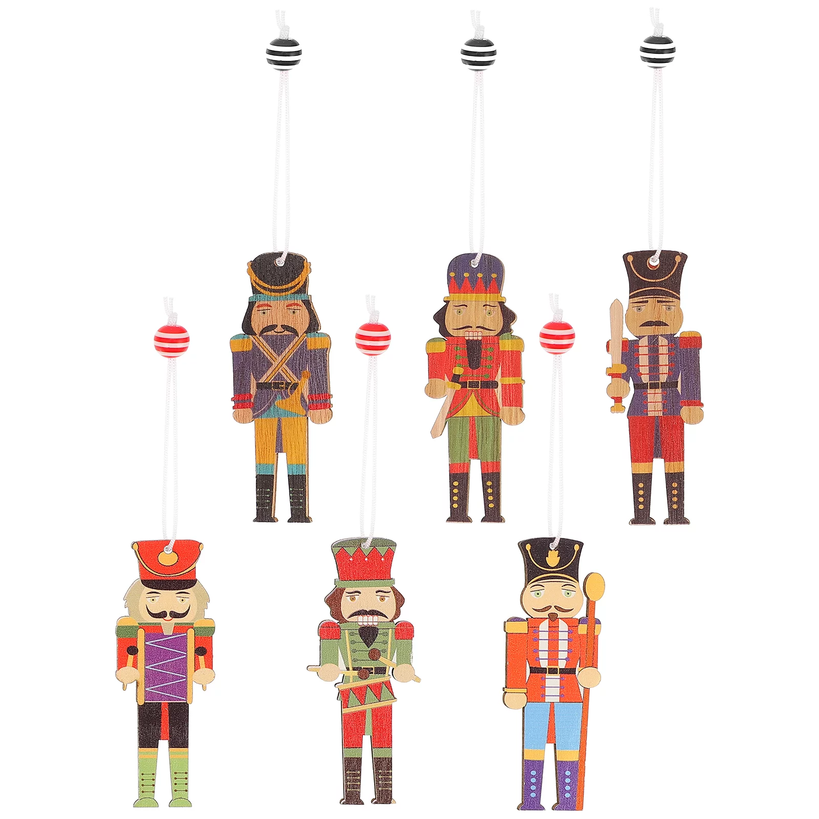 6Pcs Christmas Tree Pendant Creative Walnut Soldier Design Pendant Festival Gift